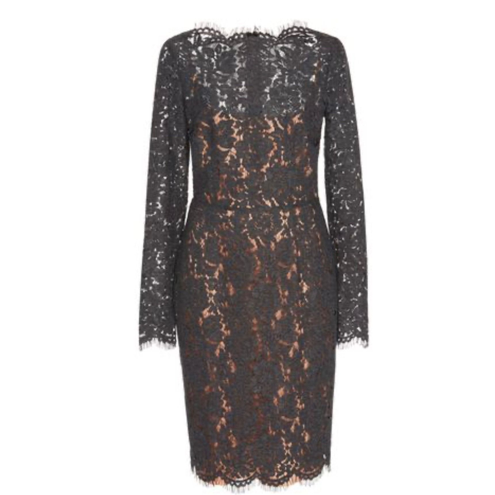 PAULE KA $1120 Paule Ka Paris 44 12 Lace Sheath Dress Gray Cocktail W Size XL / US 12-14 / IT 48-50 - 3 Thumbnail