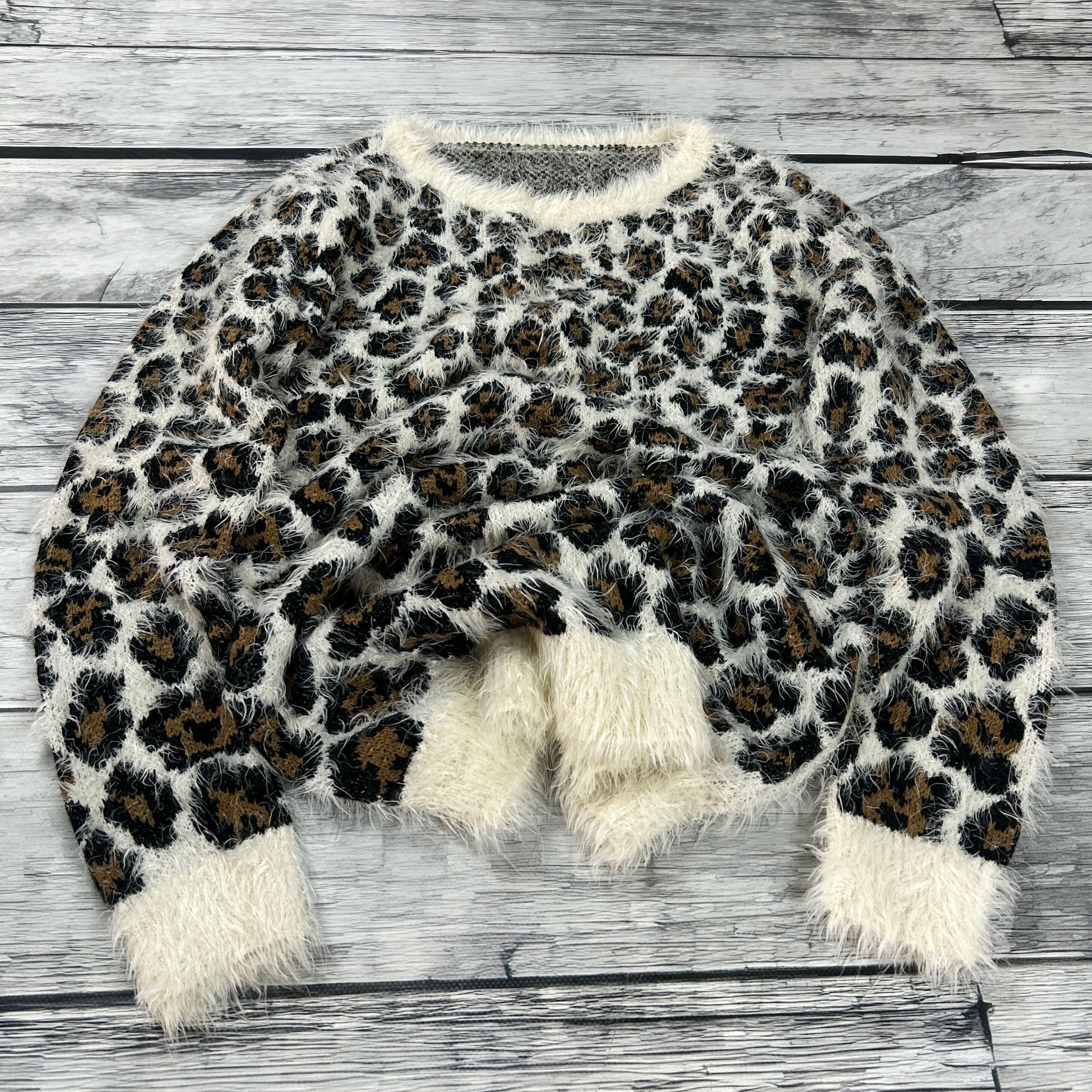 Japanese Brand Leopard Knit Sweater Fuzzy Soft Grunge Coquette Y2K Core Size US S / EU 44-46 / 1 - 2 Thumbnail