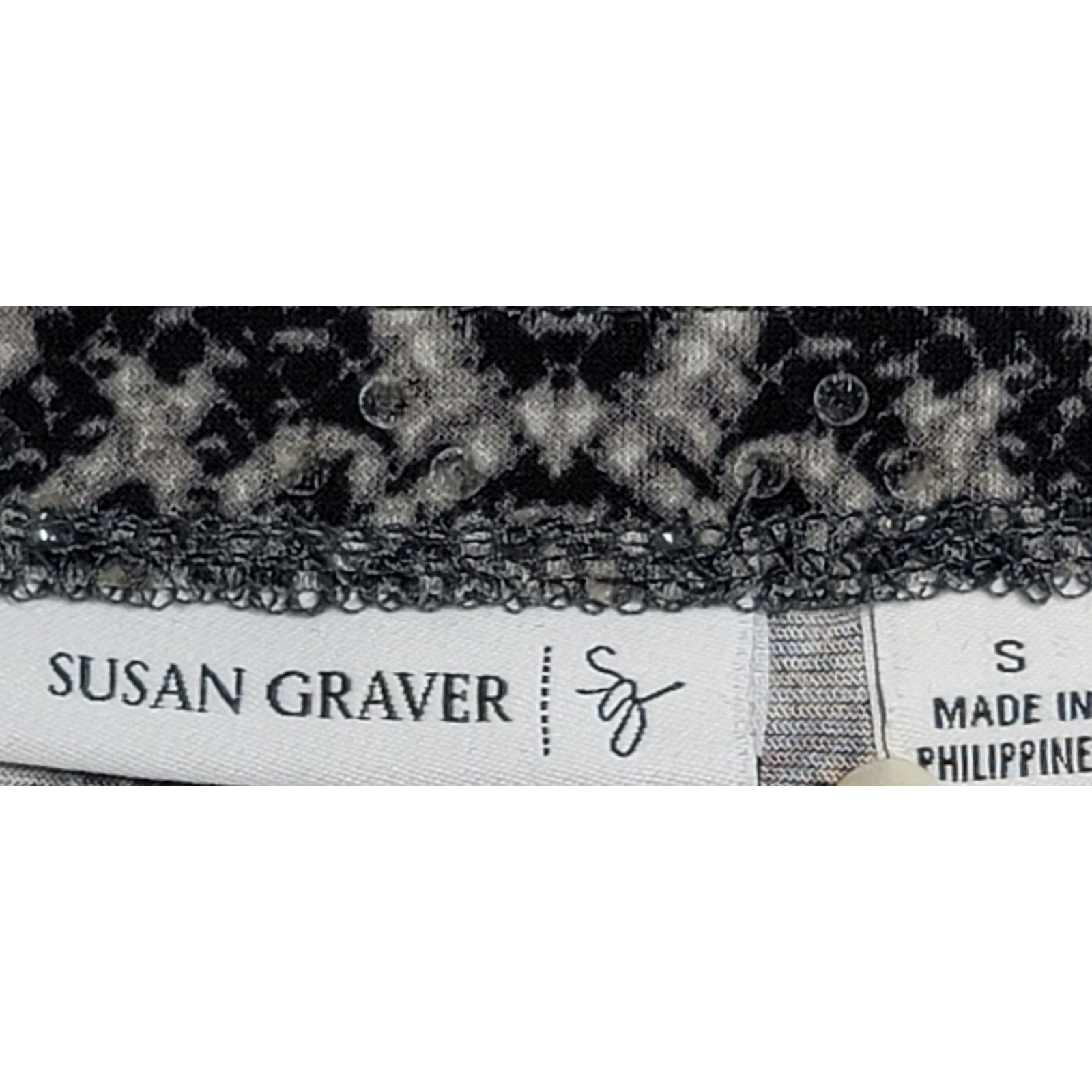 Other Susan Graver Black Gray Embellished Liquid Knit Top Small Size S / US 4 / IT 40 - 4 Thumbnail