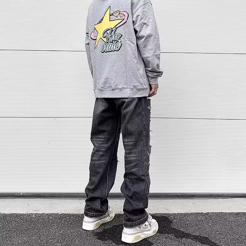 Japanese Brand × Vintage Y2K Frayed Hole Damaged Washed Black Baggy Jeans Size US 36 / EU 52 - 3 Thumbnail