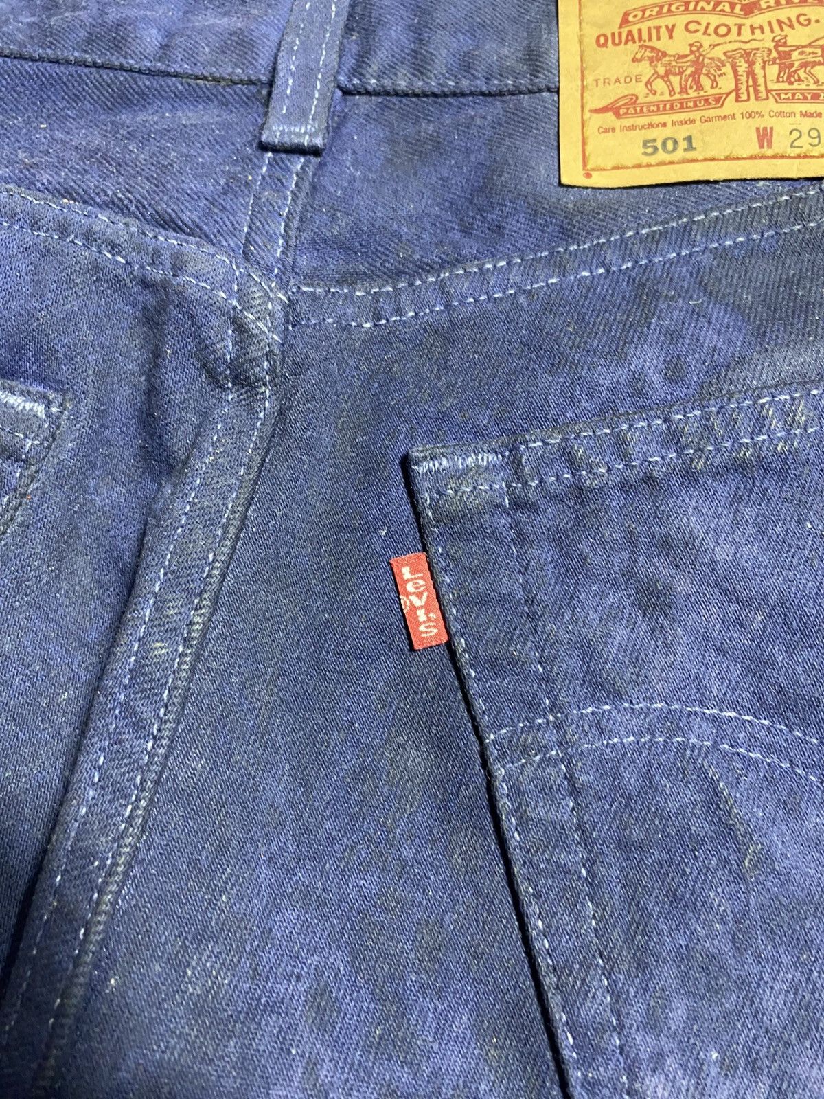 Levi's Levi's 501 Wax Coated Blue Waxed Jeans Size US 29 - 12 Thumbnail