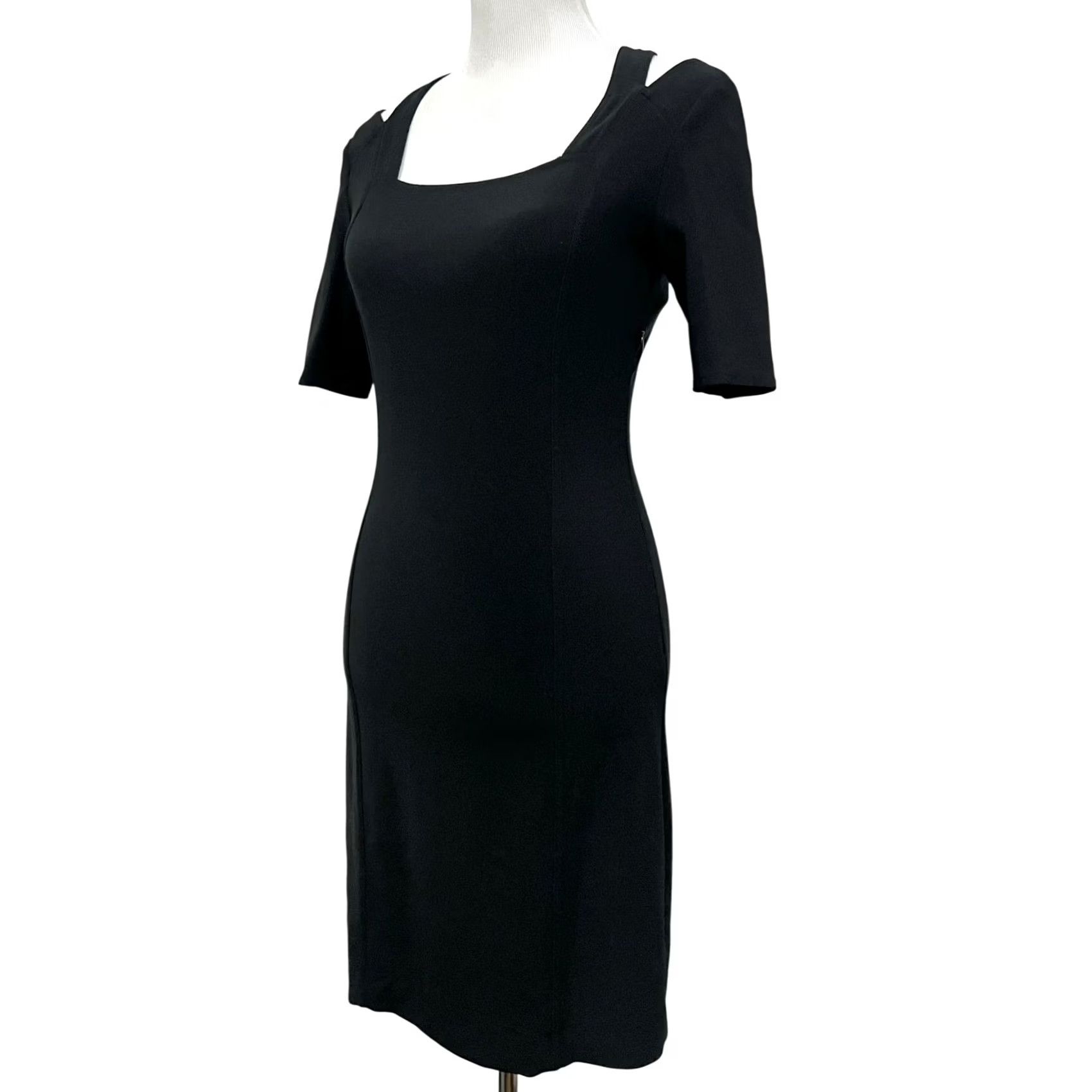Boston Proper VINTAGE Boston Proper Dress Sheath Black Nylon Spandex Sz 2 Criss-Cross Back 90s Y2K Knit's Knee Length Mens Womens Size XS / US 0-2 / IT 36-38 - 5 Thumbnail
