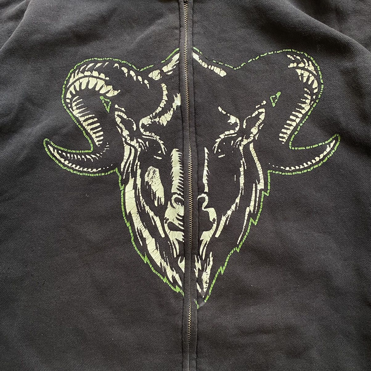 Band Tees × Vintage FIDDLERS GREEN Y2K GOAT PRINT SUNFADED ZIP HOODIE Size US XXL / EU 58 / 5 - 3 Thumbnail