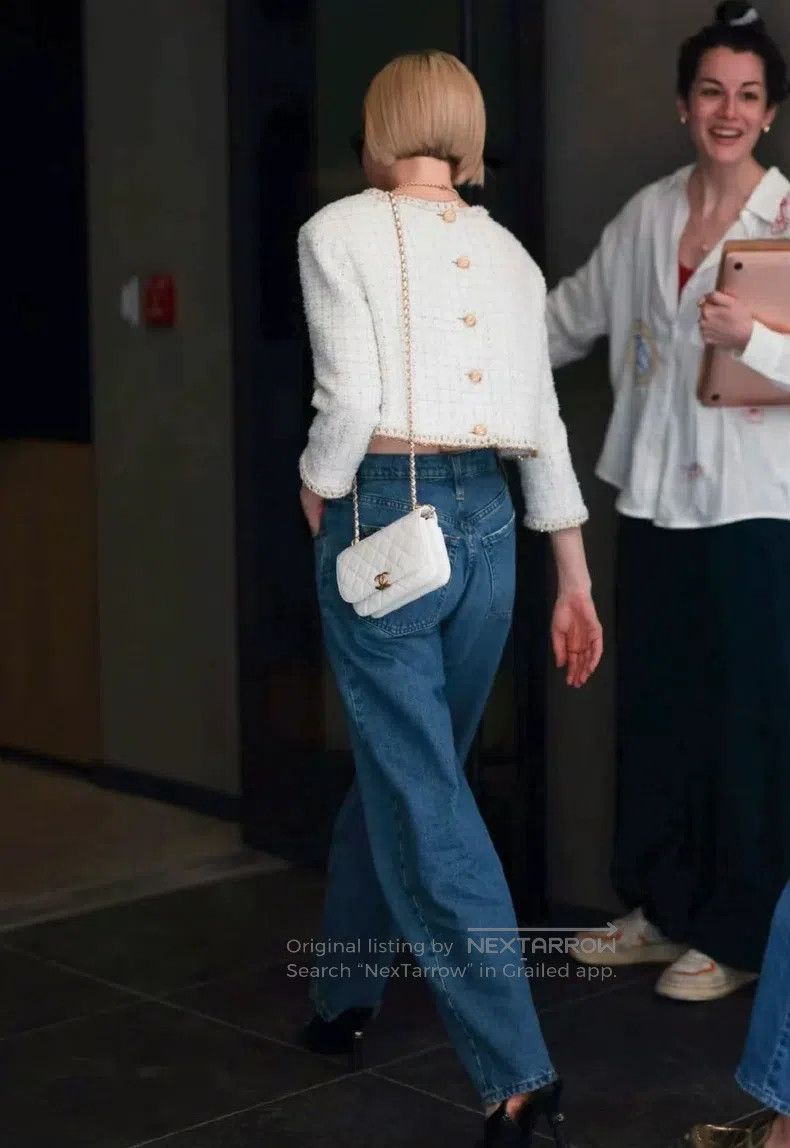 Chanel Chanel 25a handicraft workshop white plaid gold silk edge Size XS / US 0-2 / IT 36-38 - 8 Thumbnail