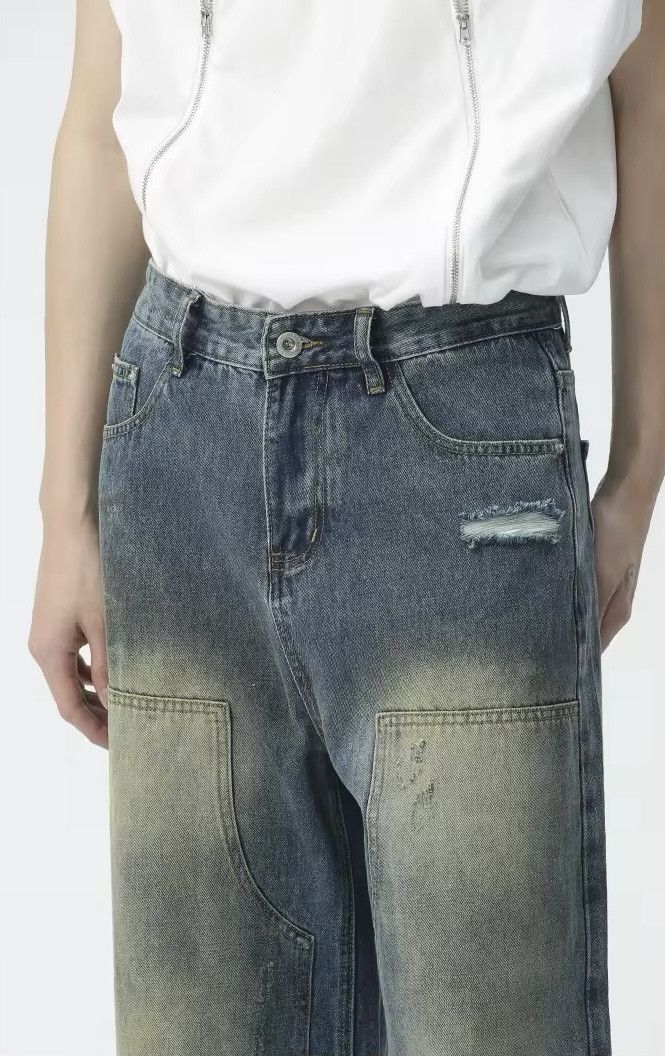 Japanese Brand × Jean Men Patched Pocket Wide Leg Jean Size US 29 - 6 Thumbnail