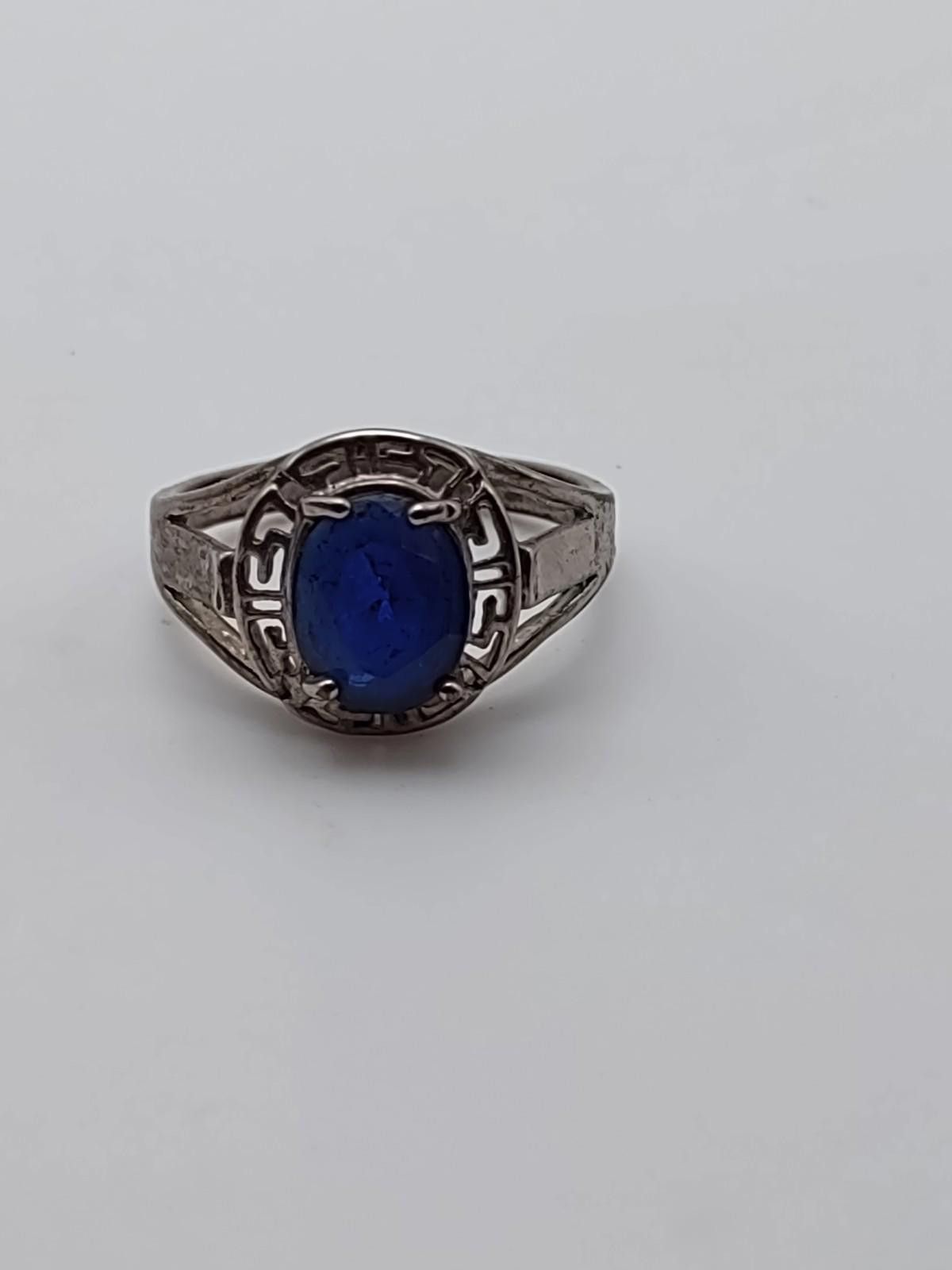 The Unbranded Brand Vintage Sterling Silver Greek Key Meander Ring Blue 9.5 Size ONE SIZE - 1 Thumbnail