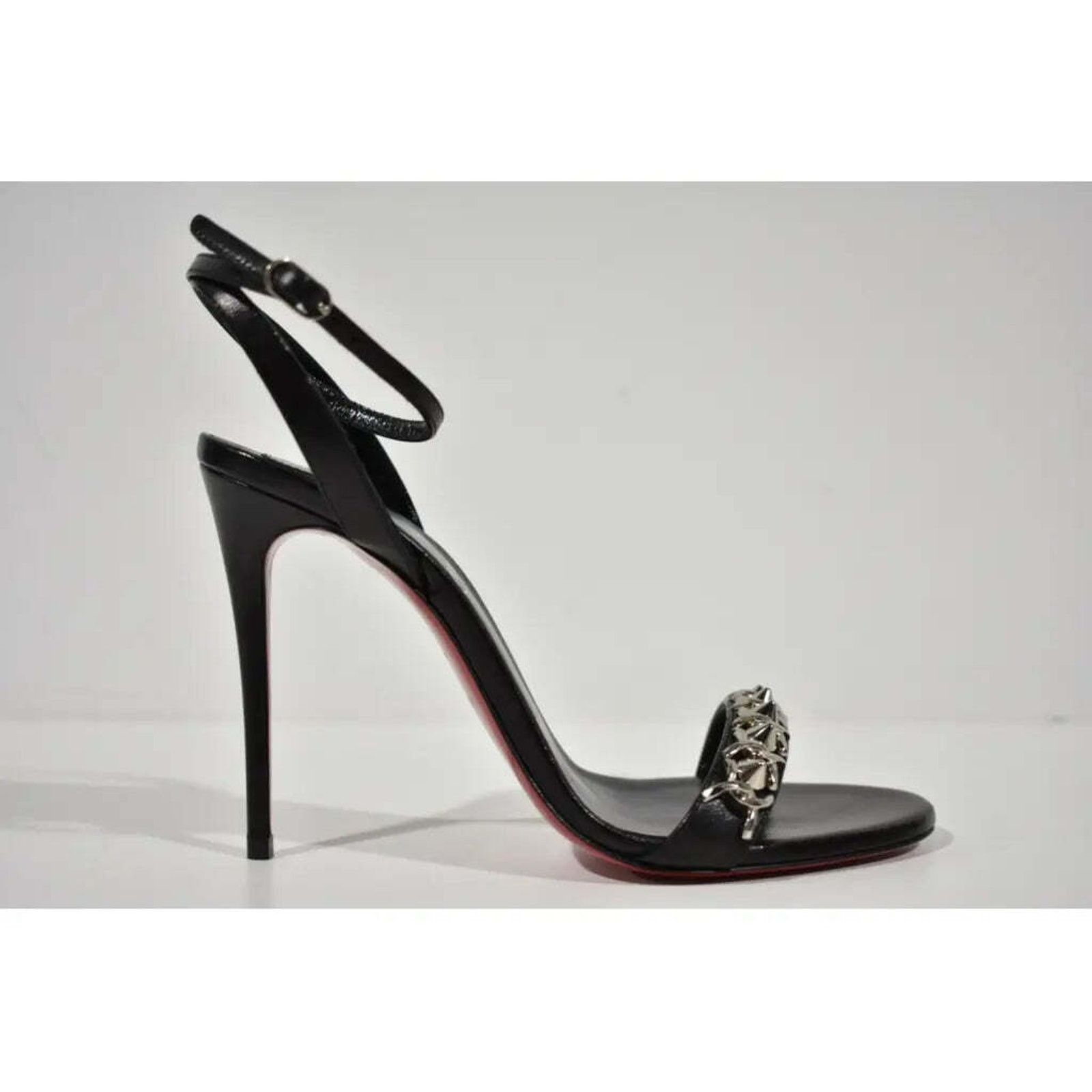 Christian Louboutin Loubigirl Chain 100 Black Ankle Strap Sandal Heel Pump 35.5 Size US 5.5 / IT 35.5 - 2 Thumbnail
