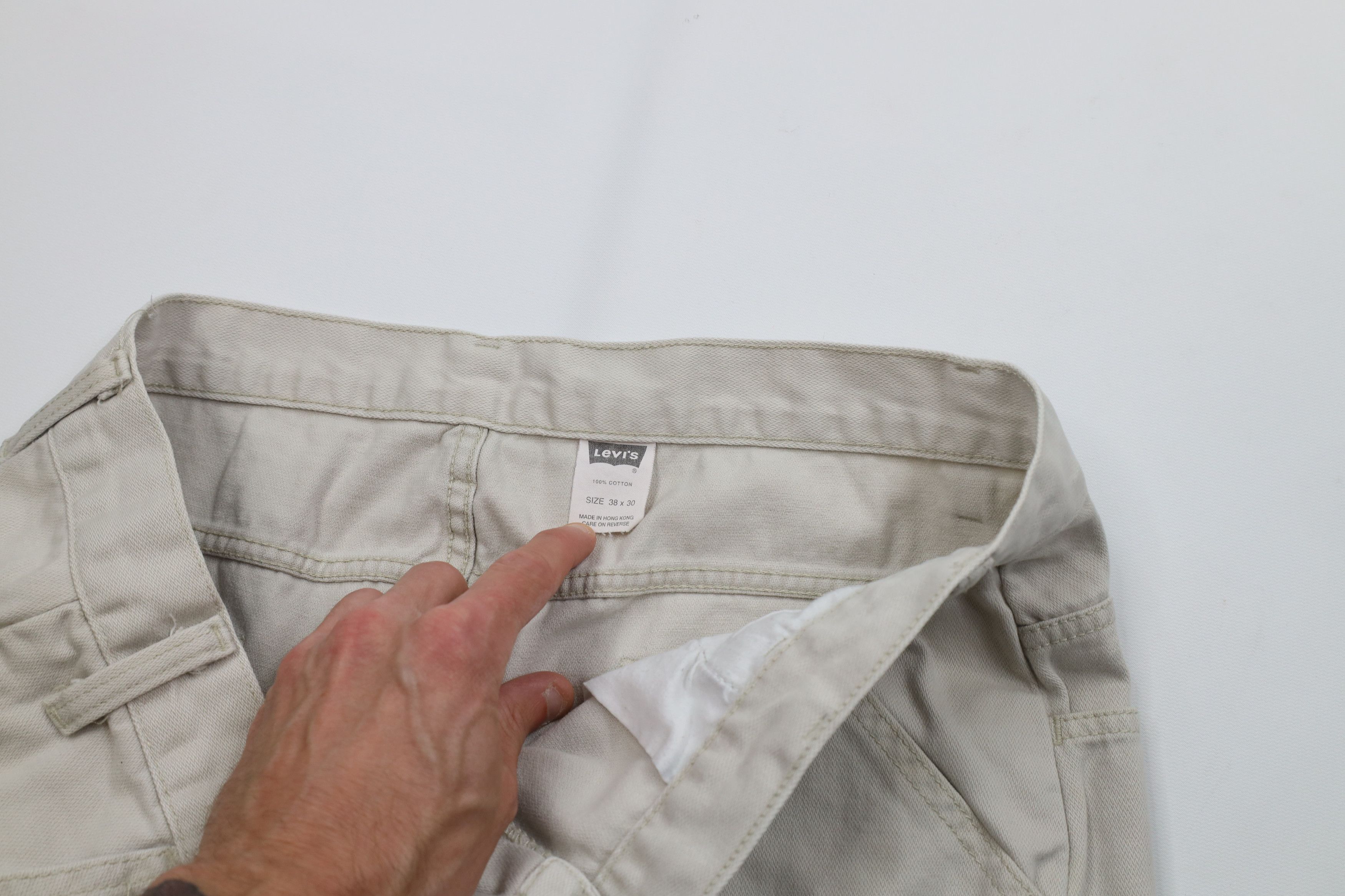 Levi's Vintage 90s Y2K Levis L2 Fit Big Pocket Wide Leg Jeans Beige Size US 38 / EU 54 - 9 Thumbnail
