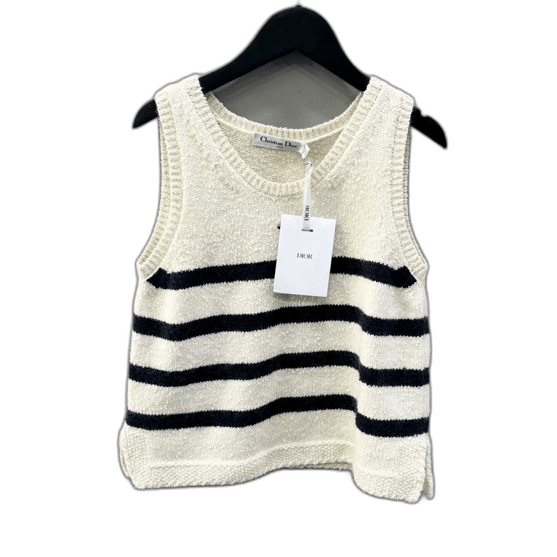 Dior Dior Embroidered Knitted Vest in Cream-2506 Size M / US 6-8 / IT 42-44 - 1 Thumbnail