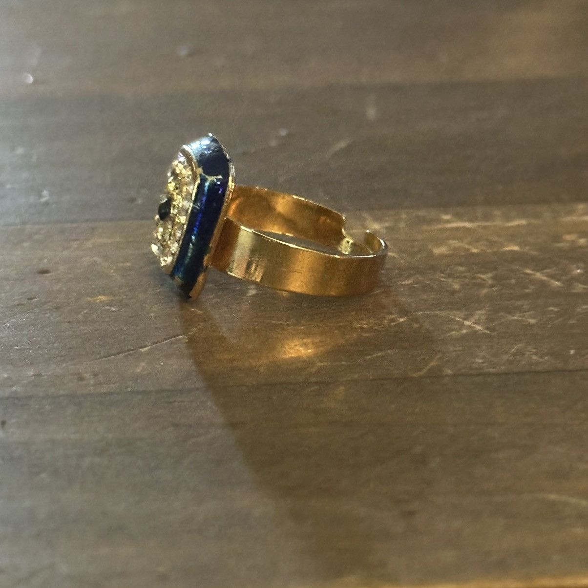 Vintage Vintage gold tone square evil eye rhinestone ring Size ONE SIZE - 7 Thumbnail