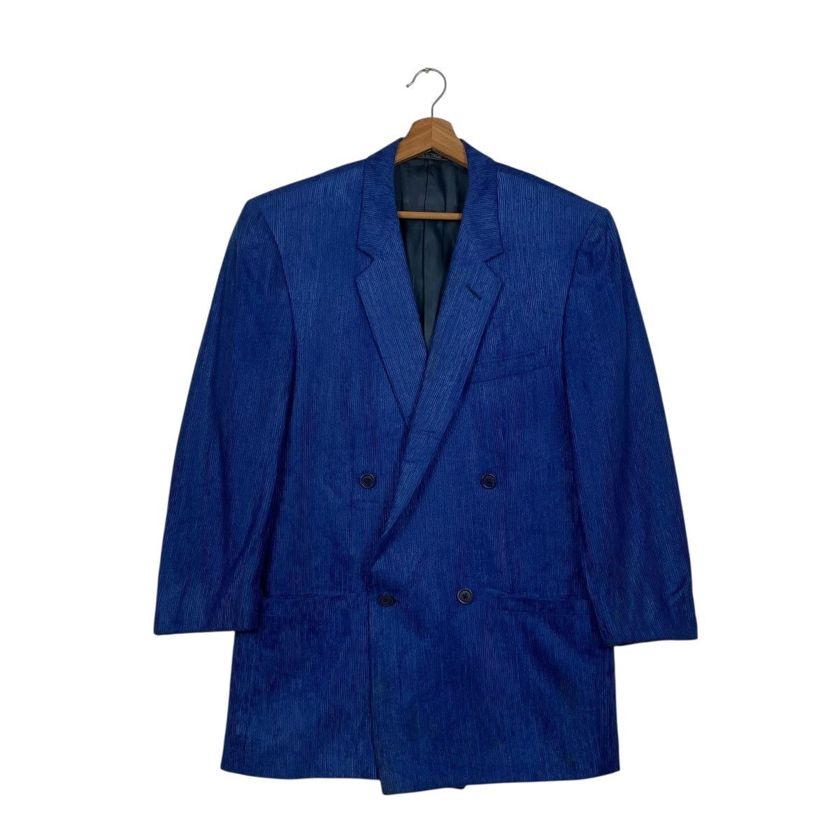 Versace Vintage Blue Gianni Versace Double Breasted Wool Jacket Size US S / EU 44-46 / 1 - 1 Thumbnail