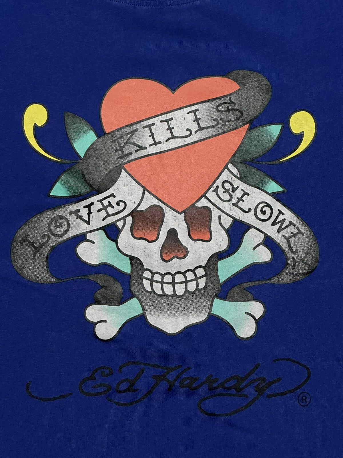 Christian Audigier Vintage Ed Hardy T-Shirt Skull Love Kills Slowly Size M / US 6-8 / IT 42-44 - 4 Thumbnail