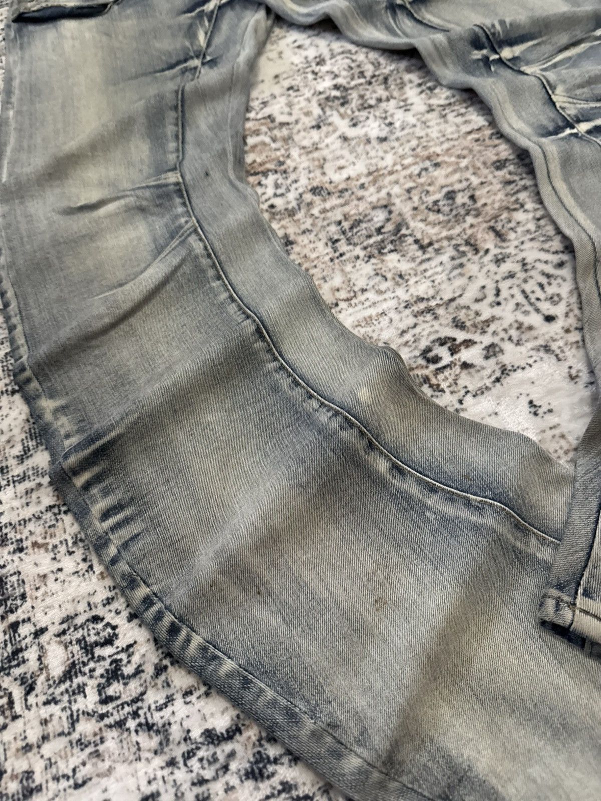If Six Was Nine 2000s PPFM Japan Panneled Curved Leg Stacked Jeans Size US 33 - 8 Thumbnail