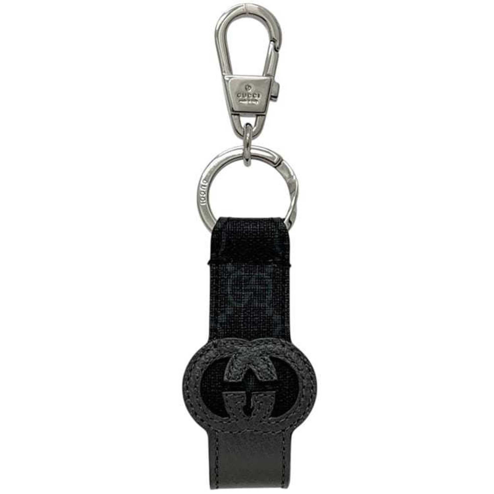 Gucci Gucci Keyring ec-25207 Black Gray Interlocking 701432 PVC Leather 479292 GUCCI GG Key Holder Charm Keychain Bag Men's Women's Size ONE SIZE - 1 Thumbnail