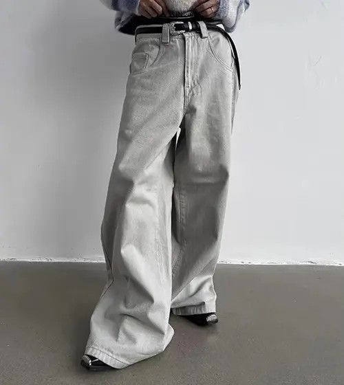image of Fashion Dragging Skater Baggy Jeans Unisex in Grey, Men's (Size 28)