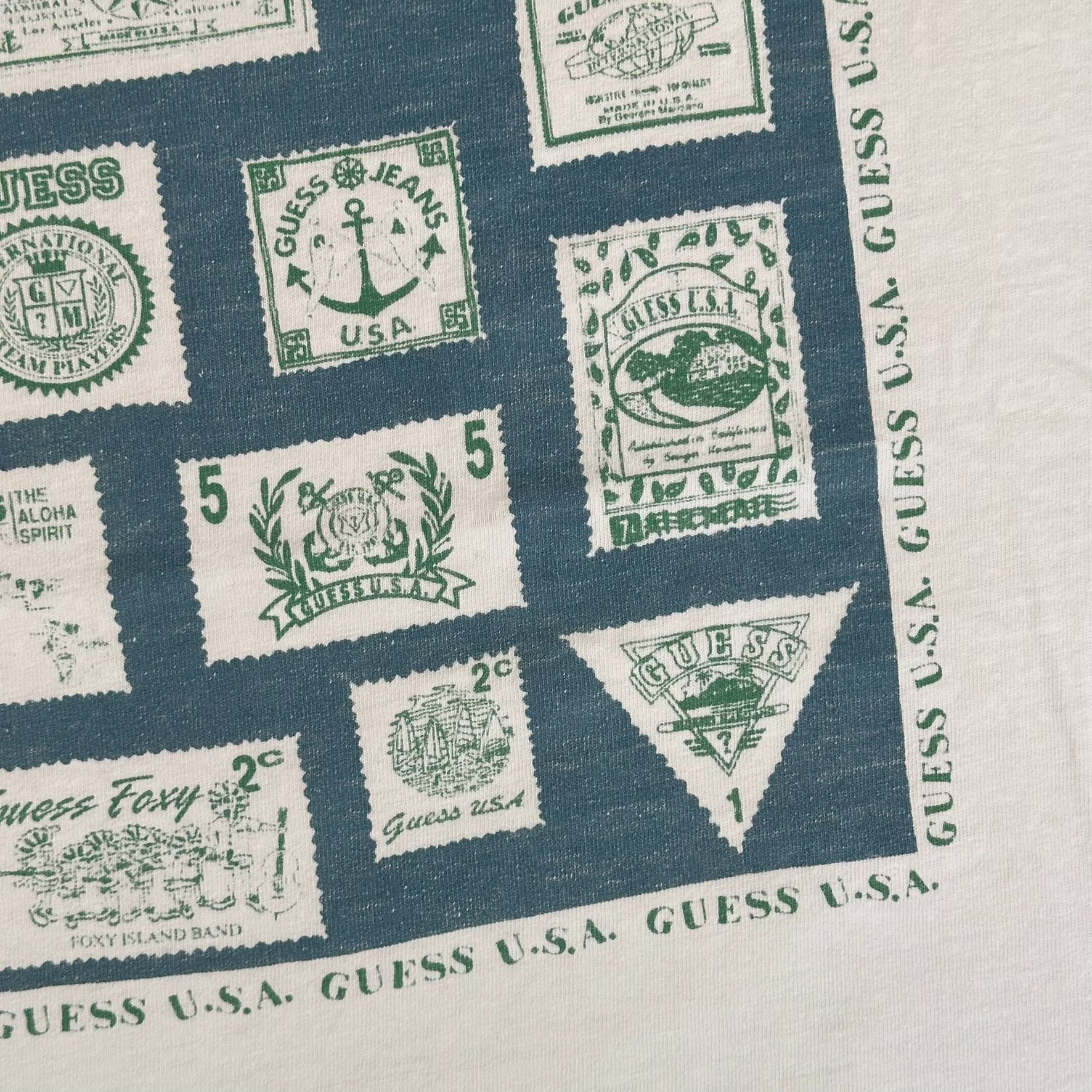 Guess Vintage 80s Guess USA Stamps T-Shirt Single Stitch Preppy Ge Size US L / EU 52-54 / 3 - 4 Thumbnail