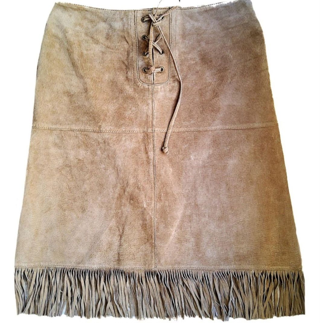 Morgan De Toi Morgan vintage y2k western suede leather fringe midi skirt Size 27" / US 4 / IT 40 - 1 Thumbnail
