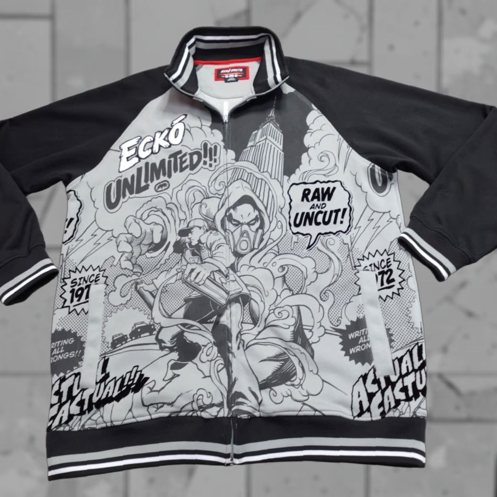 Ecko Unltd. VINTAGE Ecko Unltd. Jacket Track Jacket Graffiti Graffiti Y2K Gray Black Embroidered Comic Book Run/Activewear Mens L Gray Embroidered/Large Size US L / EU 52-54 / 3 - 1 Thumbnail