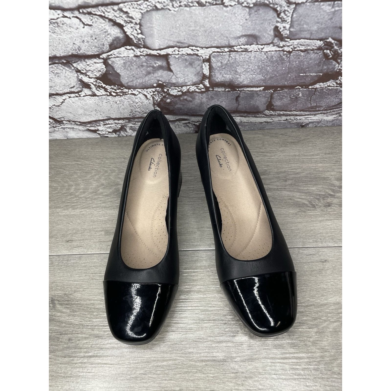Clarks Clarks Marilyn Black Leather Patent Cap Toe Pump Heels Shoes Size US 8 / IT 38 - 14 Thumbnail