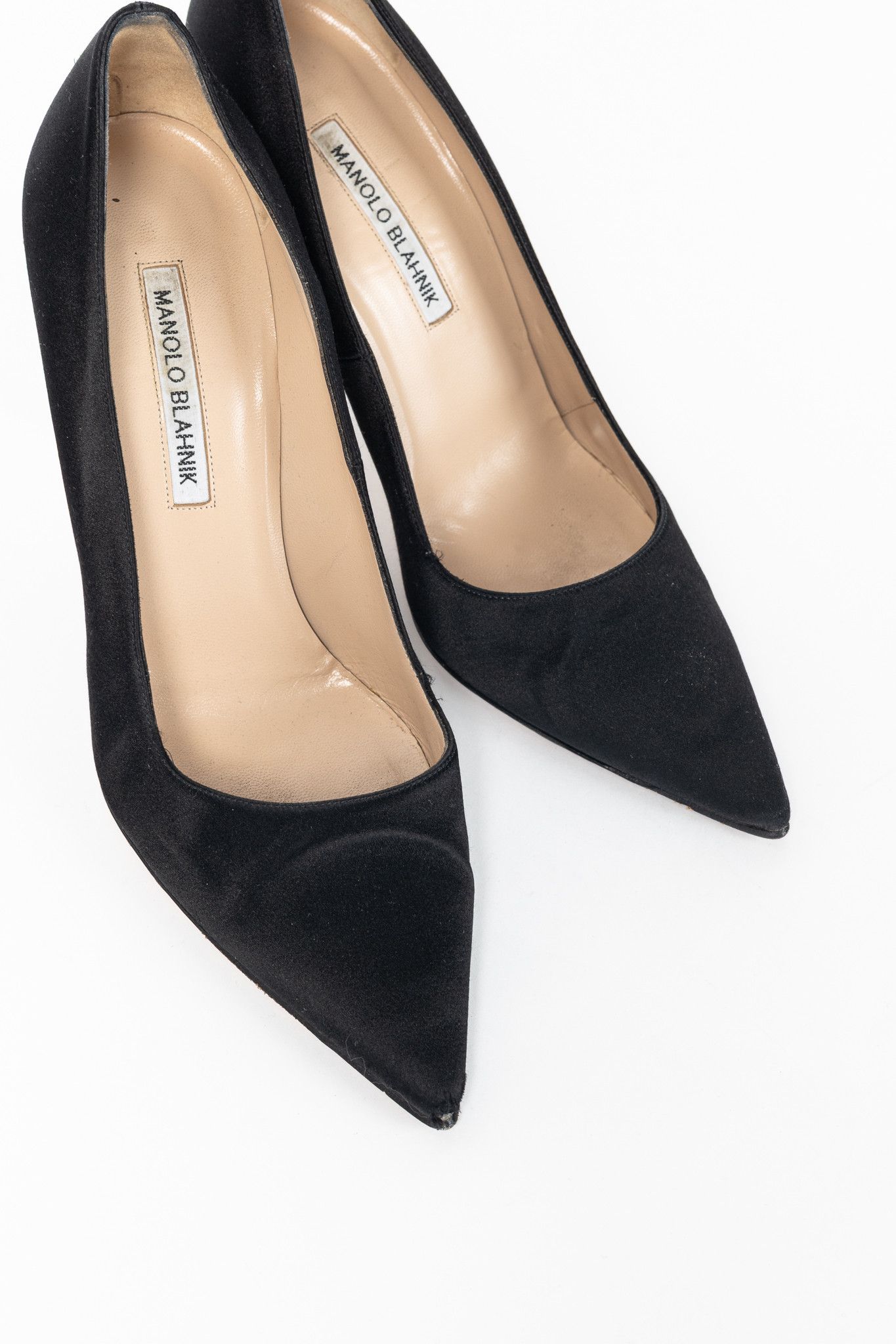 Manolo Blahnik Manolo Blahnik BB Black Satin Pointed-Toe Heels Size US 8.5 / IT 38.5 - 6 Thumbnail