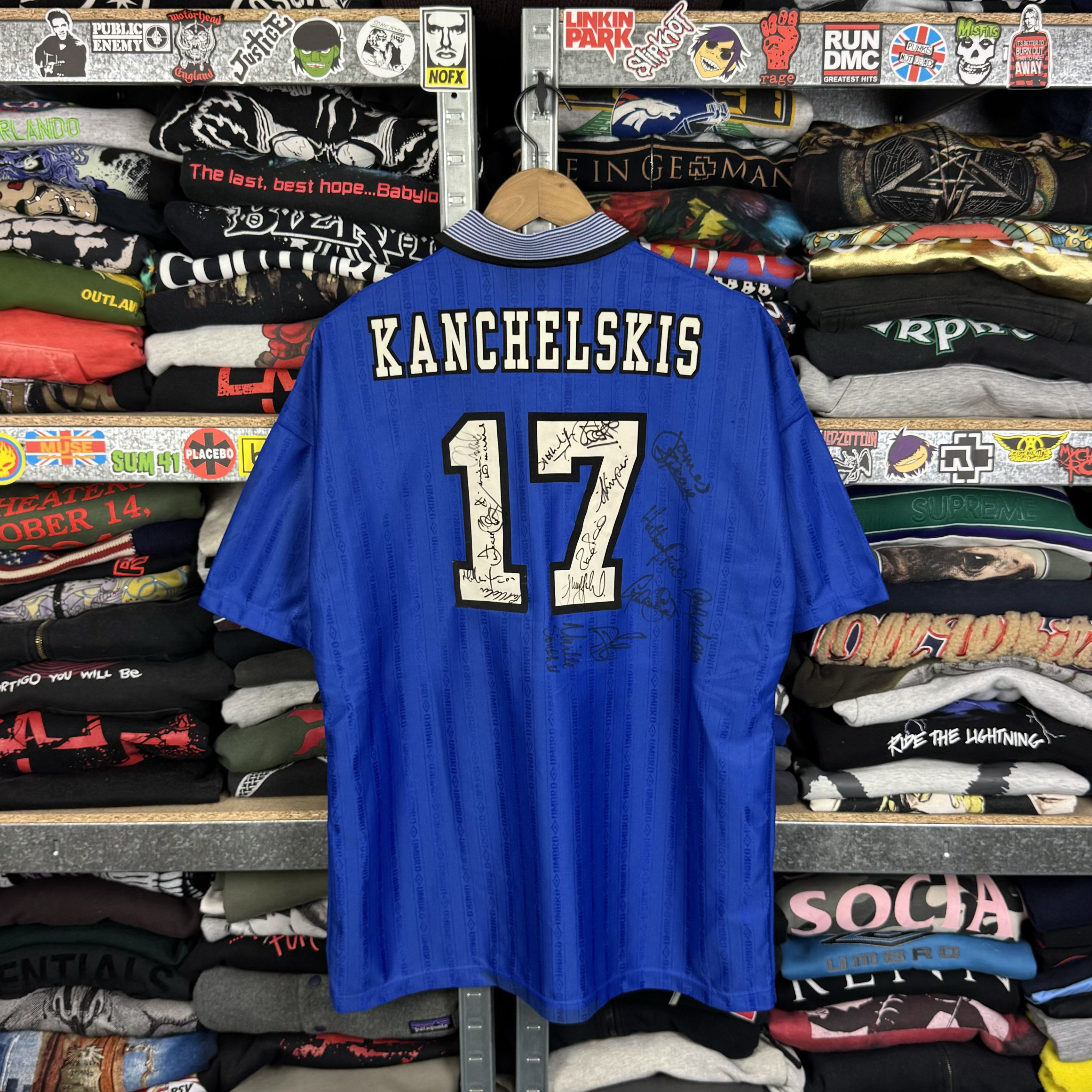 Umbro 1995-97 UMBRO EVERTON #17 KANCHELSKIS HOME SOCCER SHIRT Size US L / EU 52-54 / 3 - 1 Thumbnail