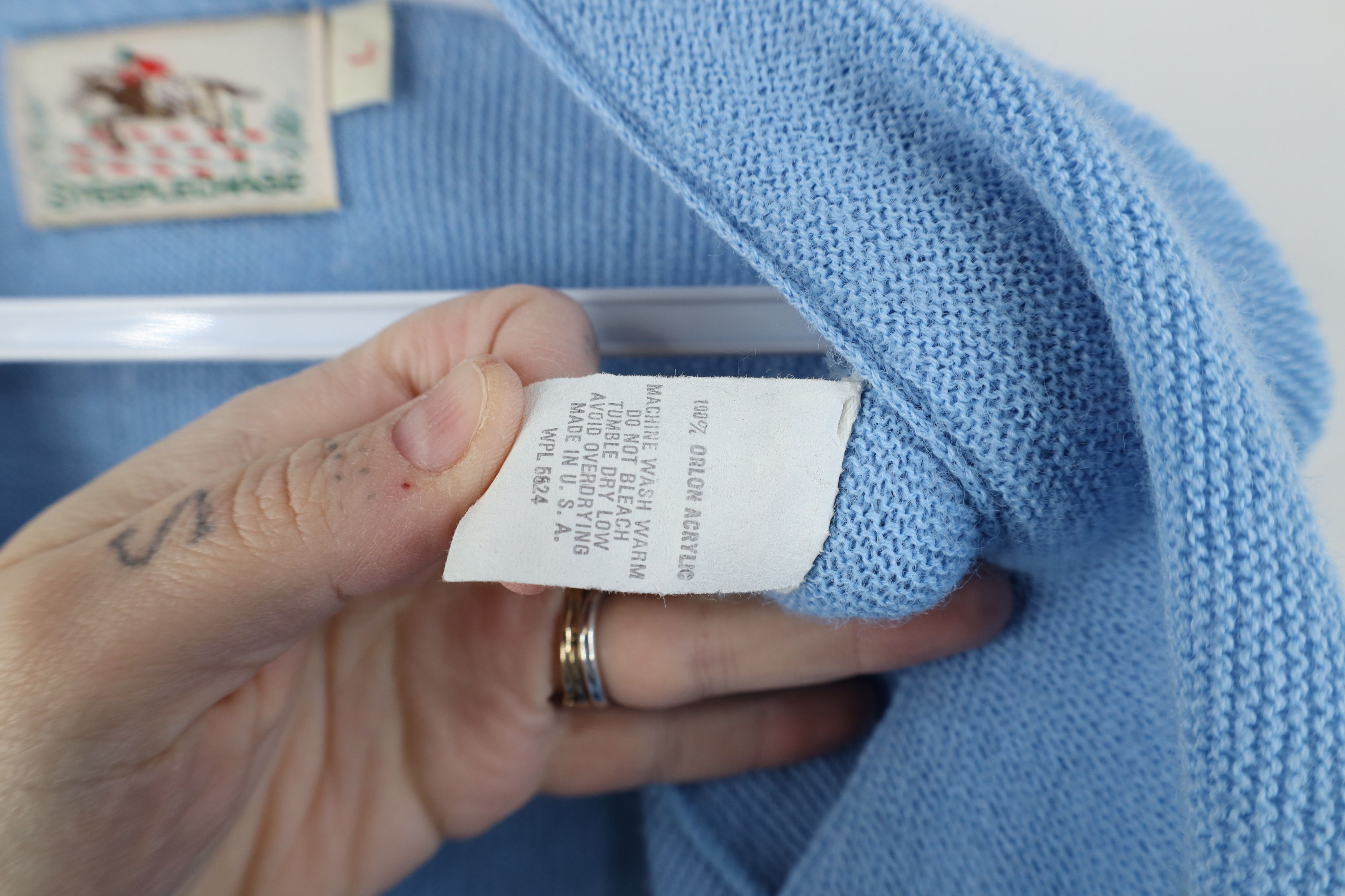 Vintage Vintage 70s Streetwear Equestrian Cardigan Sweater Blue USA Size US L / EU 52-54 / 3 - 10 Thumbnail