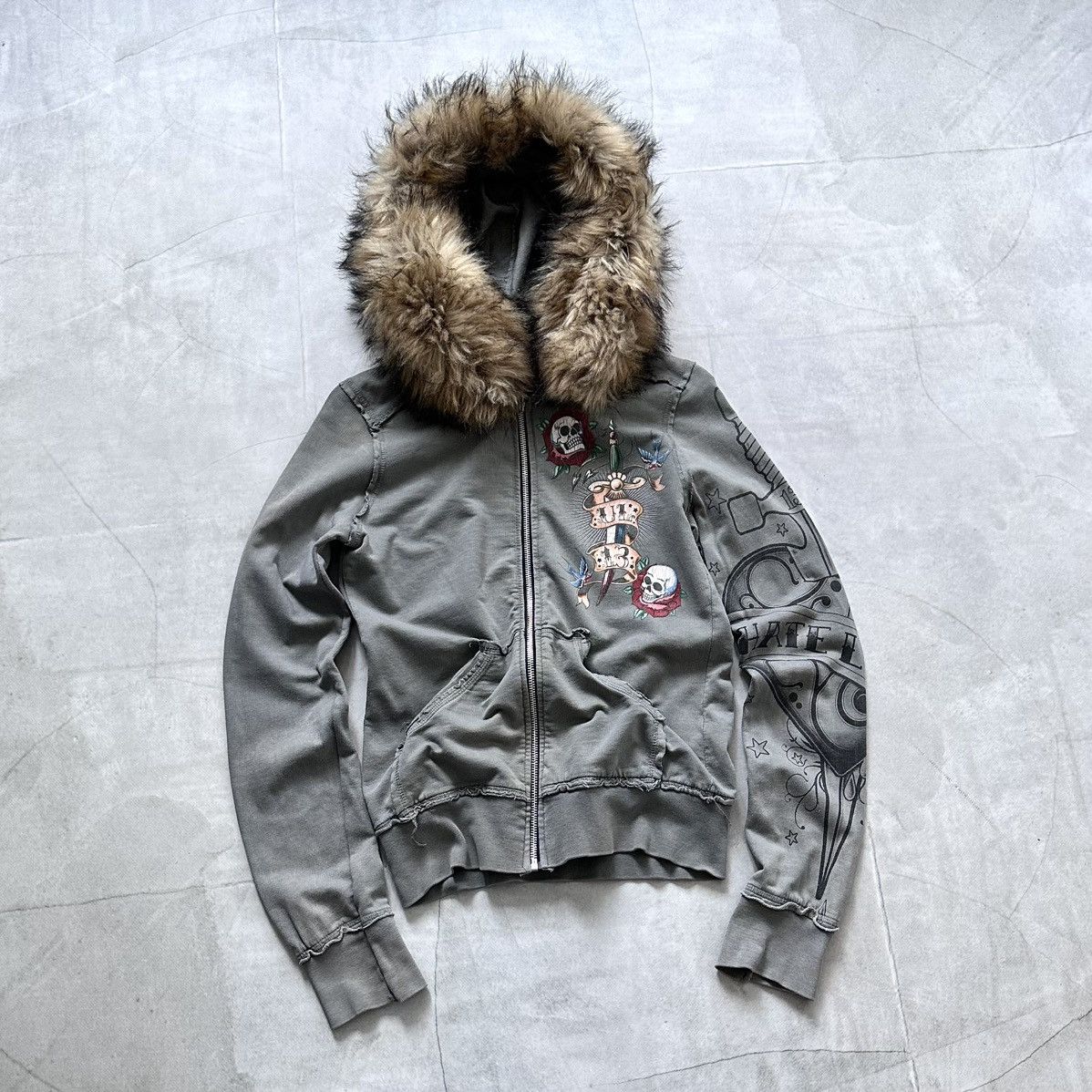 Hysteric Glamour × Undercover Tribal If Six Was Nine Ed Hardy Style Fur Zip Hoodie Jacket Size S / US 4 / IT 40 - 1 Thumbnail