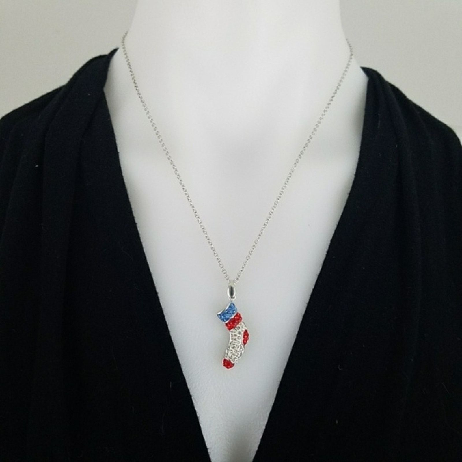 Other NEW Crystal Stocking White Gold Plated Christmas Necklace Size ONE SIZE - 1 Thumbnail