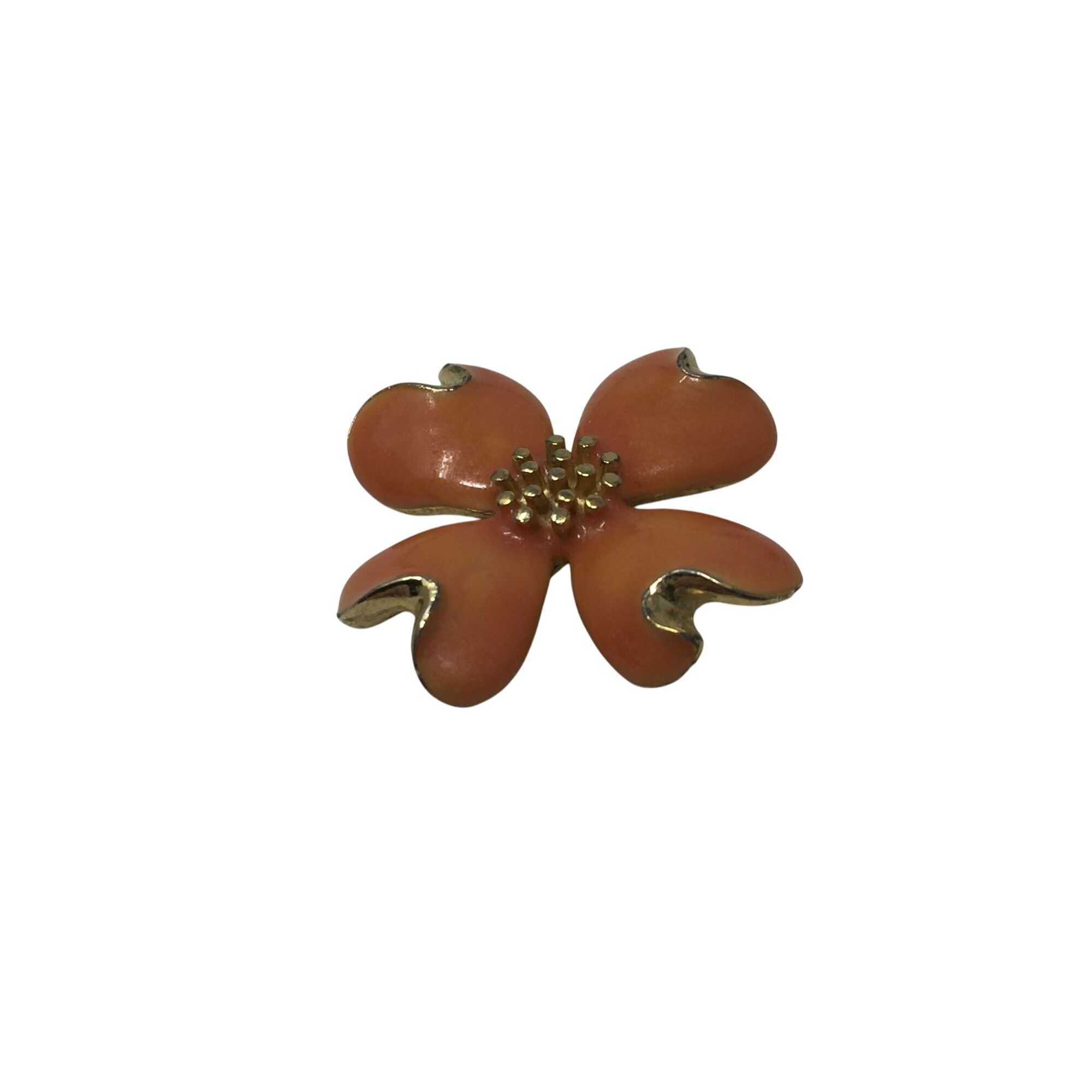 Other Vintage Orange and Gold Tone Flower Brooch Pin Size ONE SIZE - 2 Thumbnail