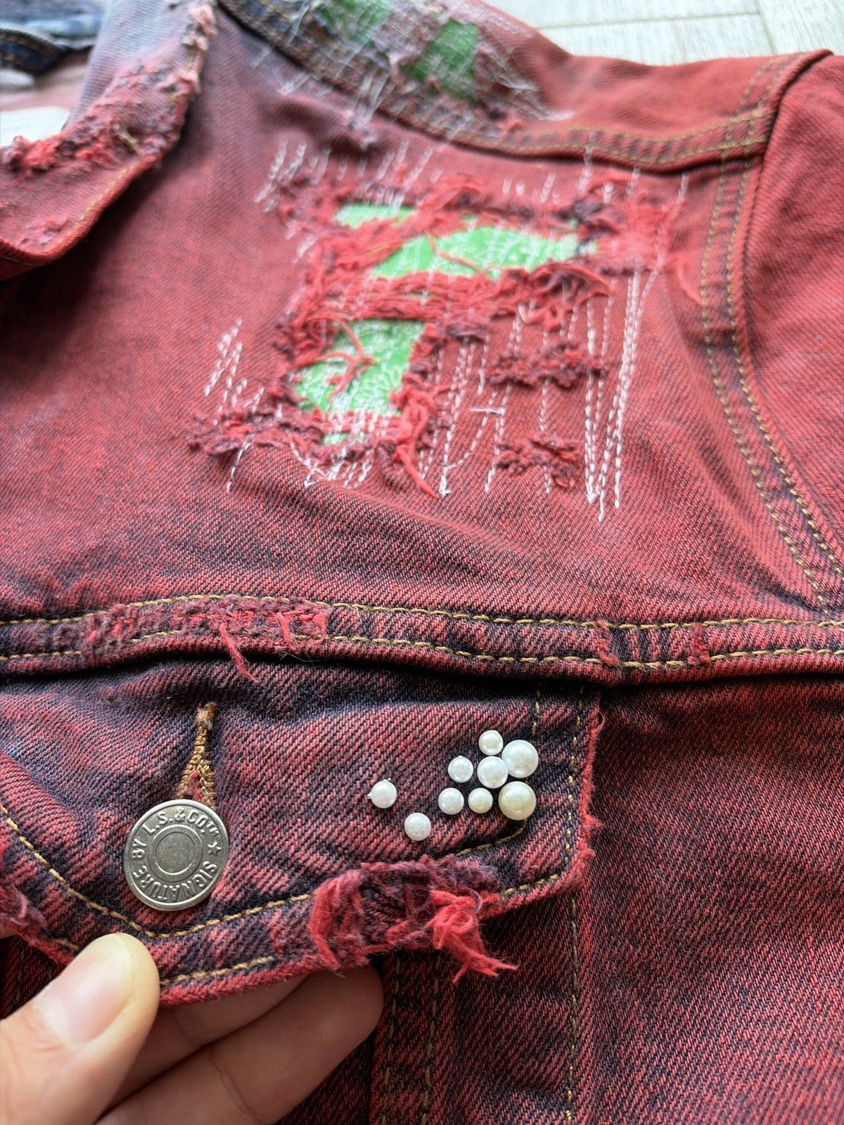 Handmade Reworked denim jacket Size US XXL / EU 58 / 5 - 3 Thumbnail