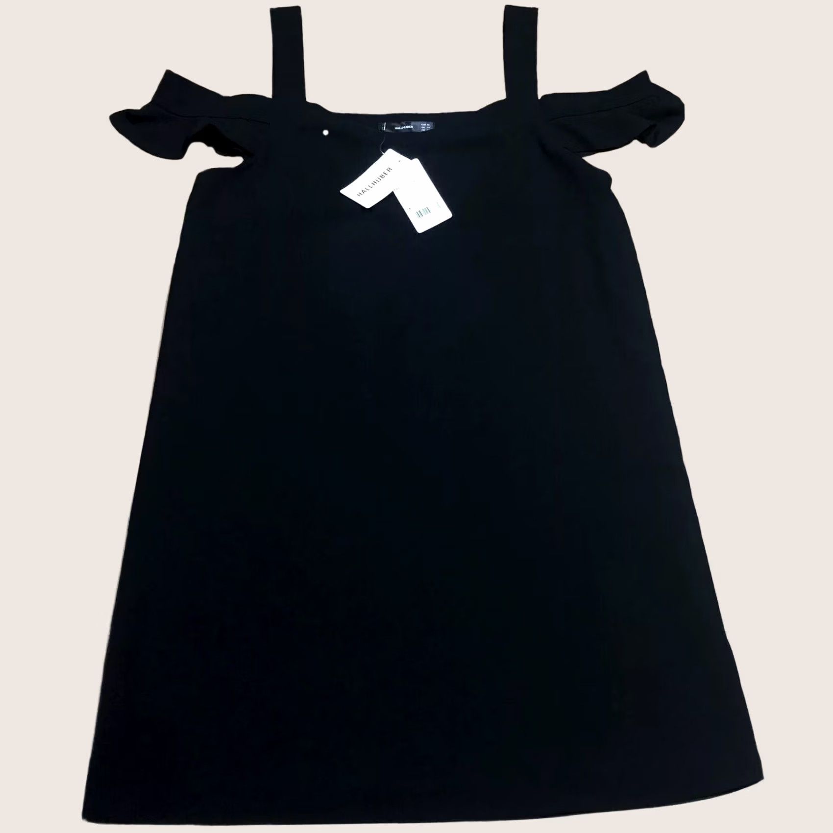 Vintage Hallhuber dress Kleid Schwartz Off-the-shoulder with flounce Size UK 14 Bnwt Size XL / US 12-14 / IT 48-50 - 1 Thumbnail