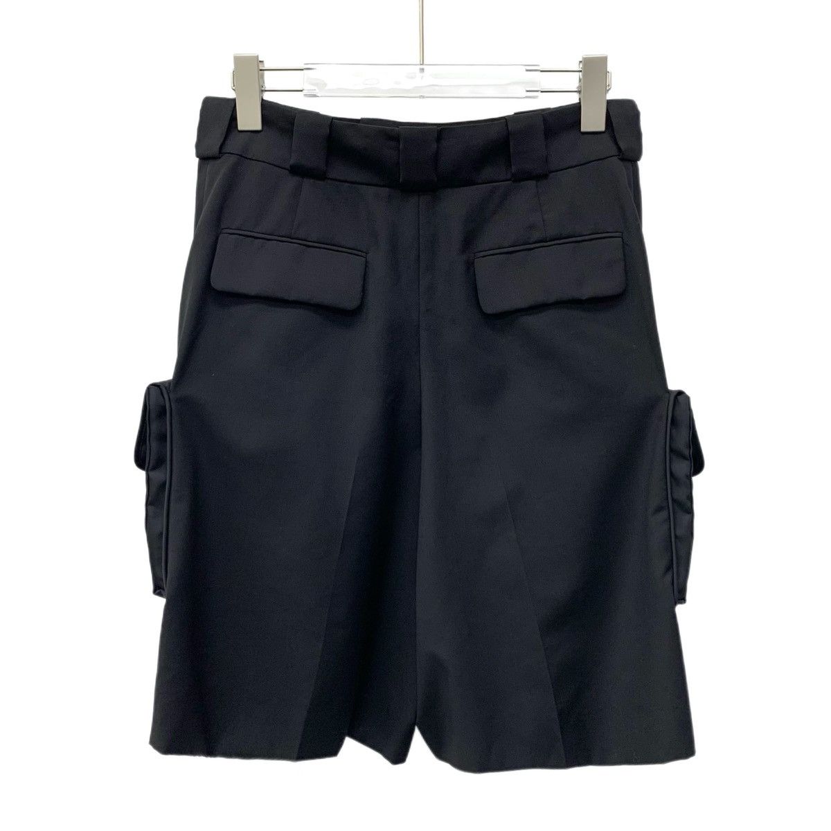 Prada Prada Black Triangle Logo Wool Cargo Casual Shorts K26WX Size 27" / US 4 / IT 40 - 2 Thumbnail