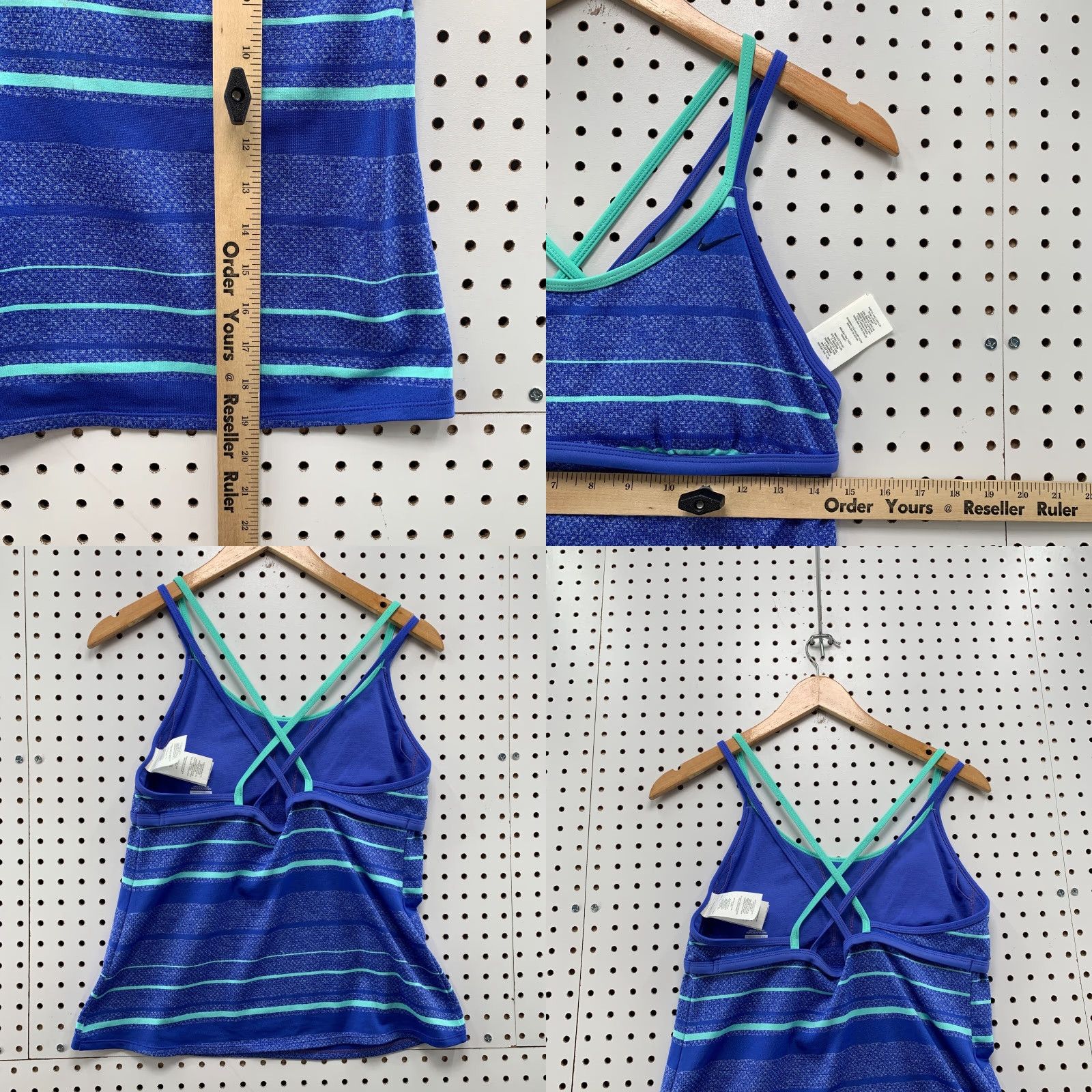 Nike Nike Athletic Tank Top Blue Green Striped Womens Large 14.5x19.5 Size L / US 10 / IT 46 - 8 Thumbnail