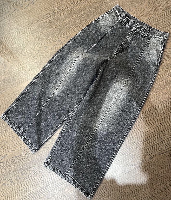 Japanese Brand × Vintage Avant garde acid wash asymmetric hem skate jeans pants Size US 30 / EU 46 - 6 Thumbnail