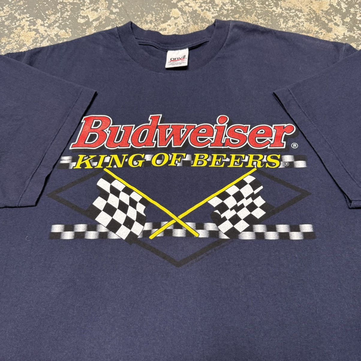Vintage Vintage Budweiser King Of Beer Navy Racing Tshirt 90s Size US XL / EU 56 / 4 - 3 Thumbnail