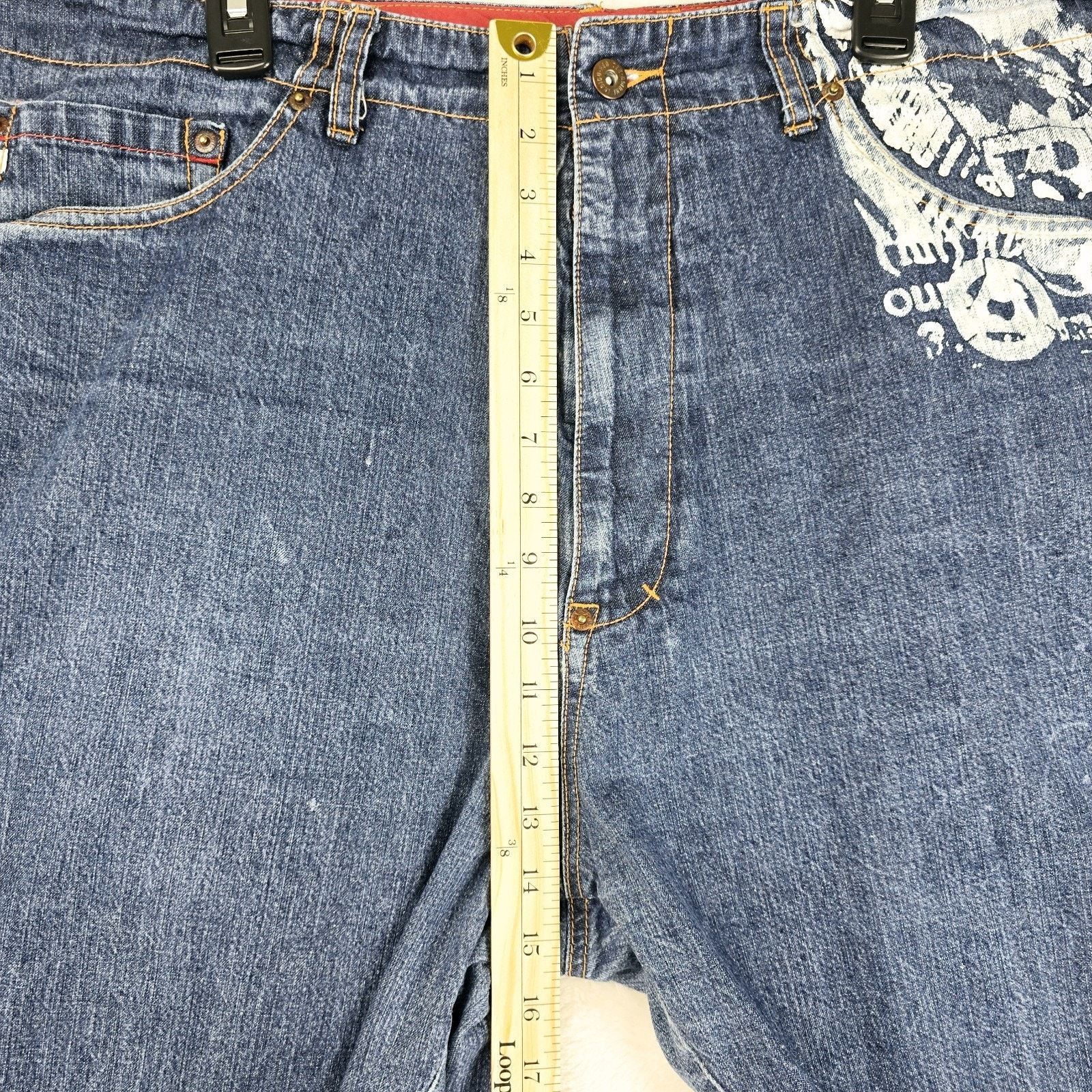 Other Vintage Y2K Indigo Red Jean Shorts 40 Baggy Skater Jorts Size US 40 / EU 56 - 16 Thumbnail