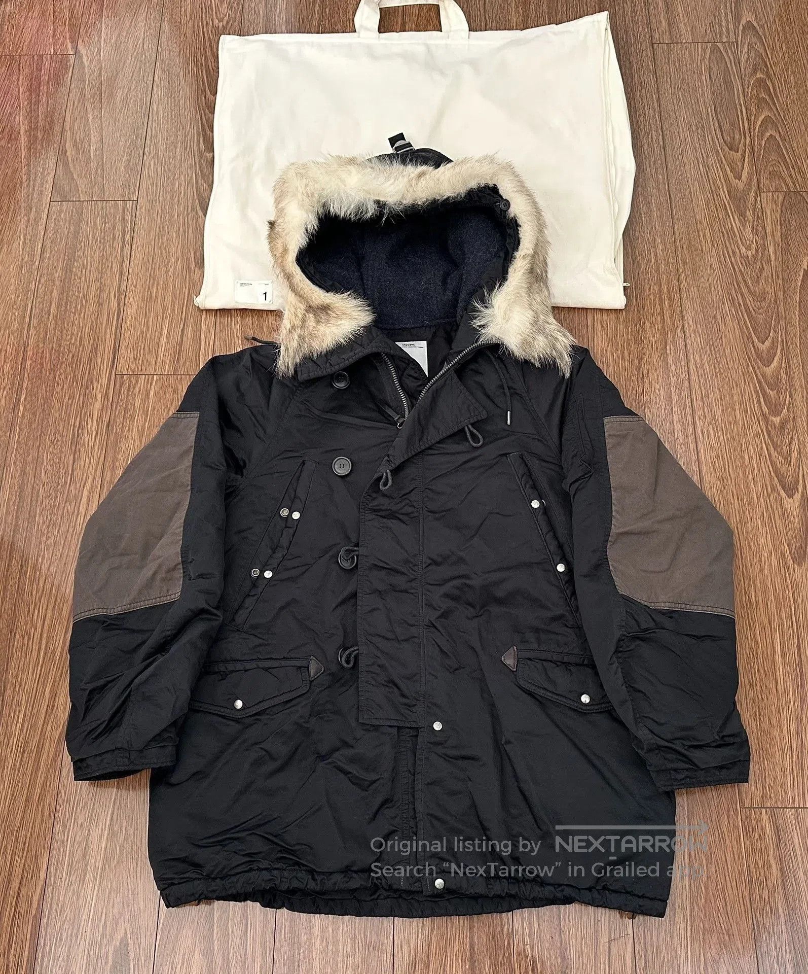 Visvim Valdez Heavy Pile Synthetic Faux Fur Hood Coat Jacket XL
