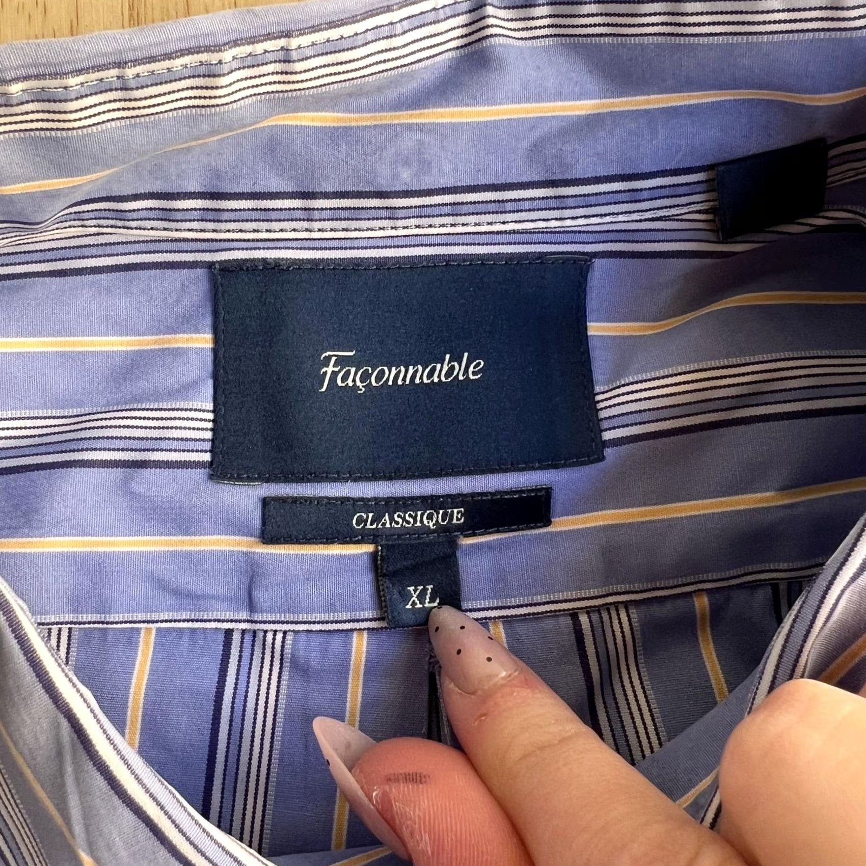 Faconnable Façonnable Dress Shirt Mens XL Blue Stripe Classique Long Sleeve Button-Down Size 46R - 3 Thumbnail