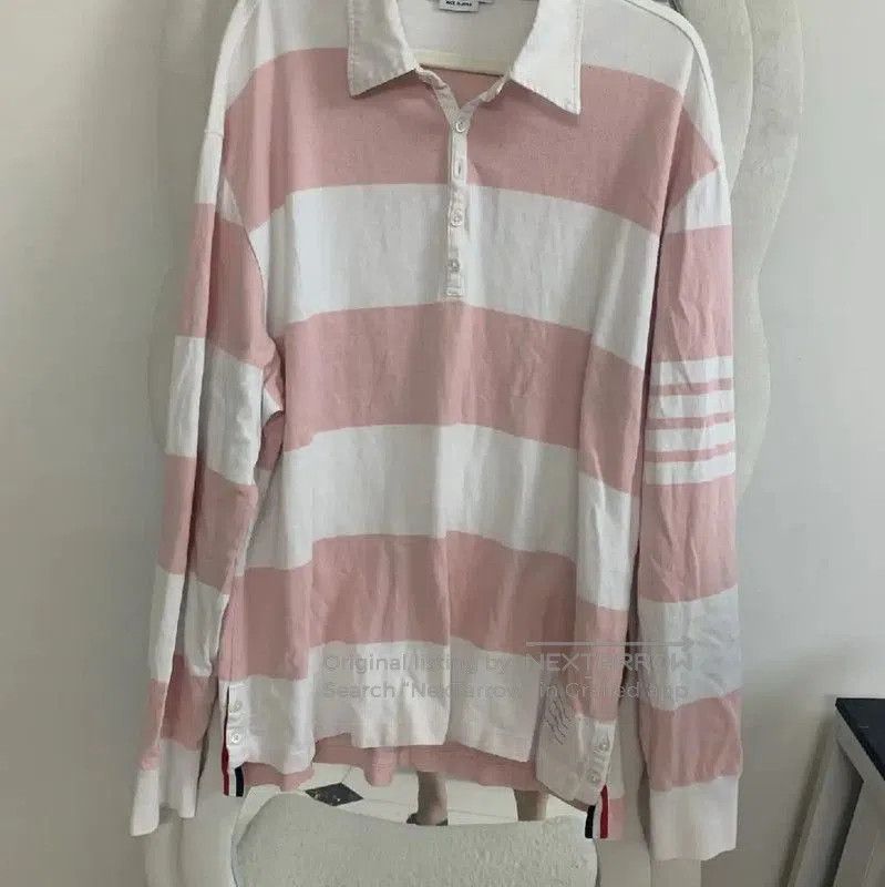 Thom Browne Thom Browne Striped Cotton Long Sleeve Polo . Size US XXL / EU 58 / 5 - 2 Thumbnail
