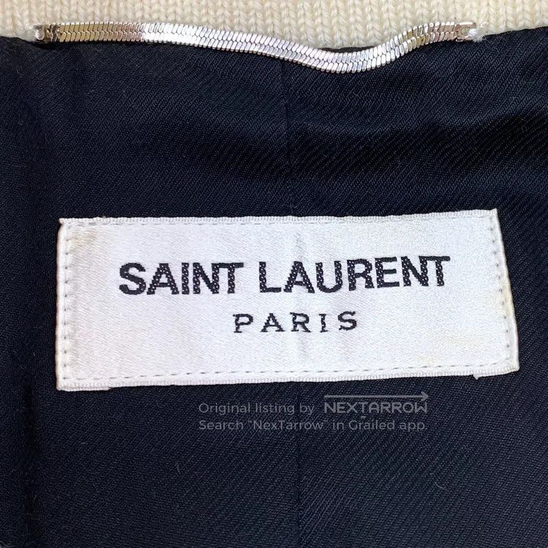 Saint Laurent Paris Saint Laurent Paris Beige Striped Stand Collar Single Brea Size US M / EU 48-50 / 2 - 5 Thumbnail