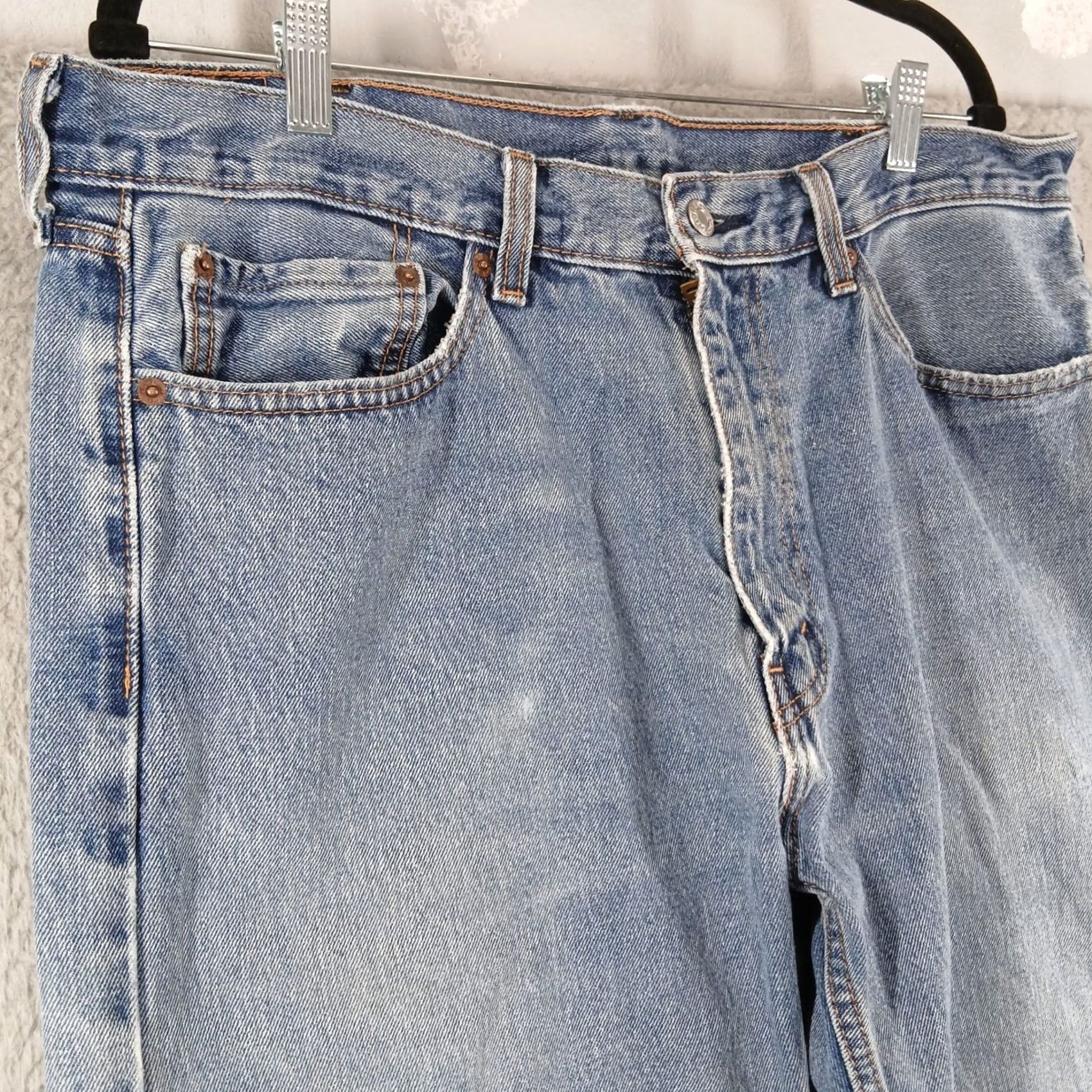Levi's Levi's 505 Regular Fit Straight Leg Jeans 36x34 Light Wash Men Jeans 5-Pocket Denim Straight Leg 90s Vintage Style Size US 36 / EU 52 - 7 Thumbnail