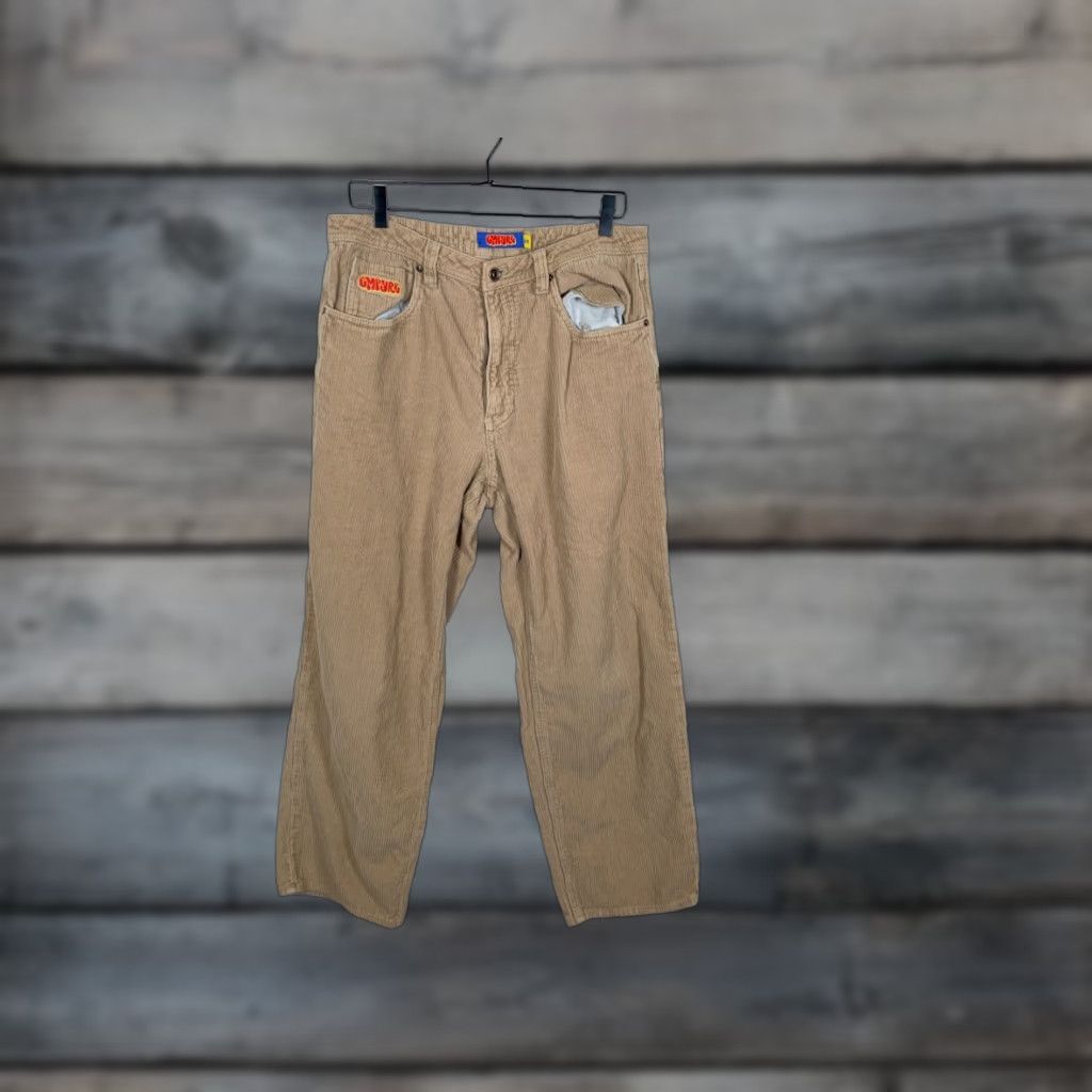 Empyre Empyre Relaxed Corduroy Pants Mens 32 x 27 Beige Baggy Fit Embroidered Corduroy Chino Casual Pants Mens Size US 32 / EU 48 - 1 Thumbnail