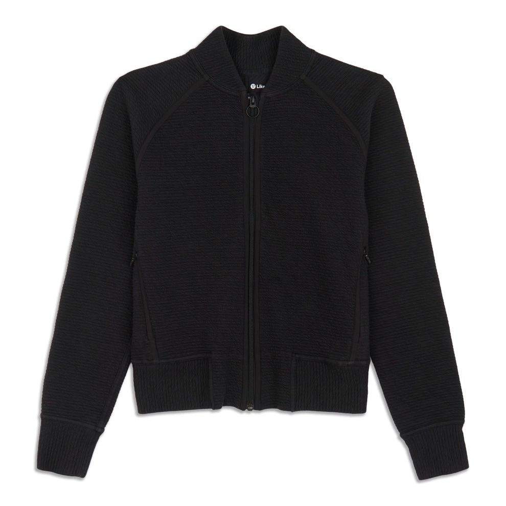Lululemon Black On Repeat Ribbed Long Sleeve Bomber Jacket
