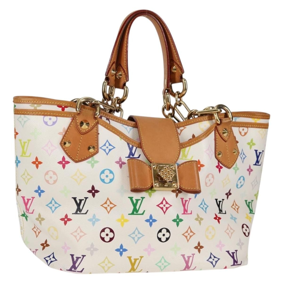 LOUIS VUITTON Monogram Multicolor Annie MM Tote Bag White