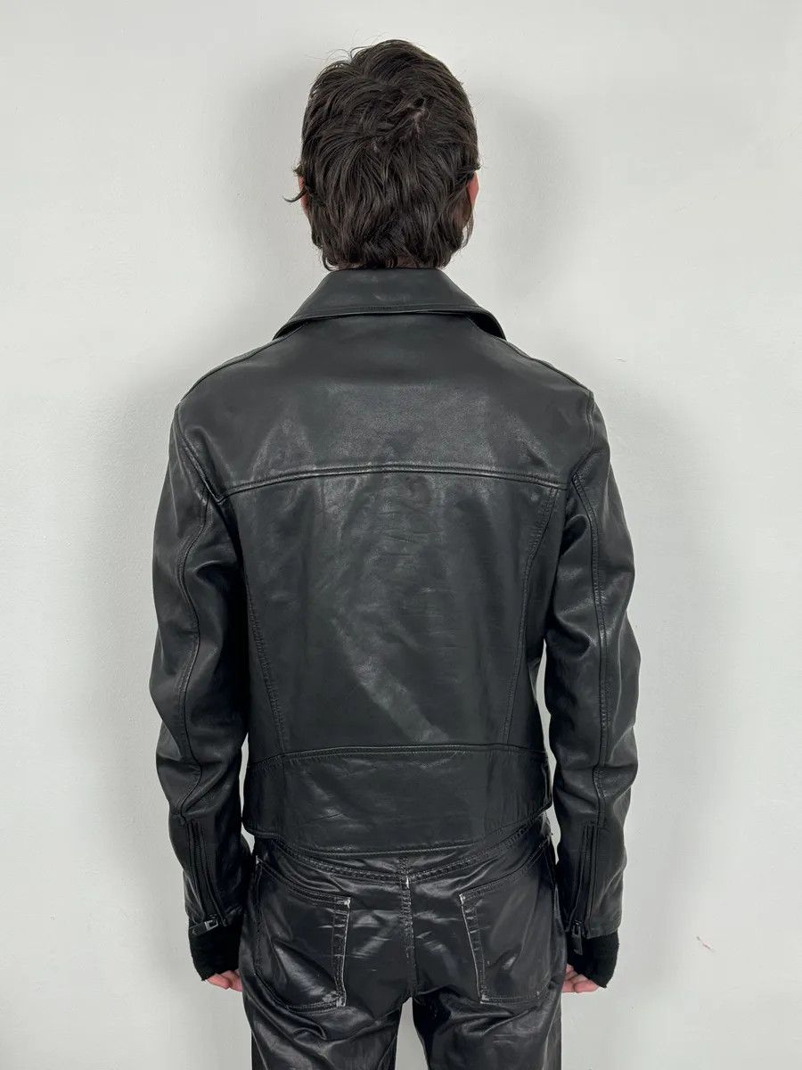 Emporio Armani AW2019 Emporio Armani Perfecto Grey Leather Jacket