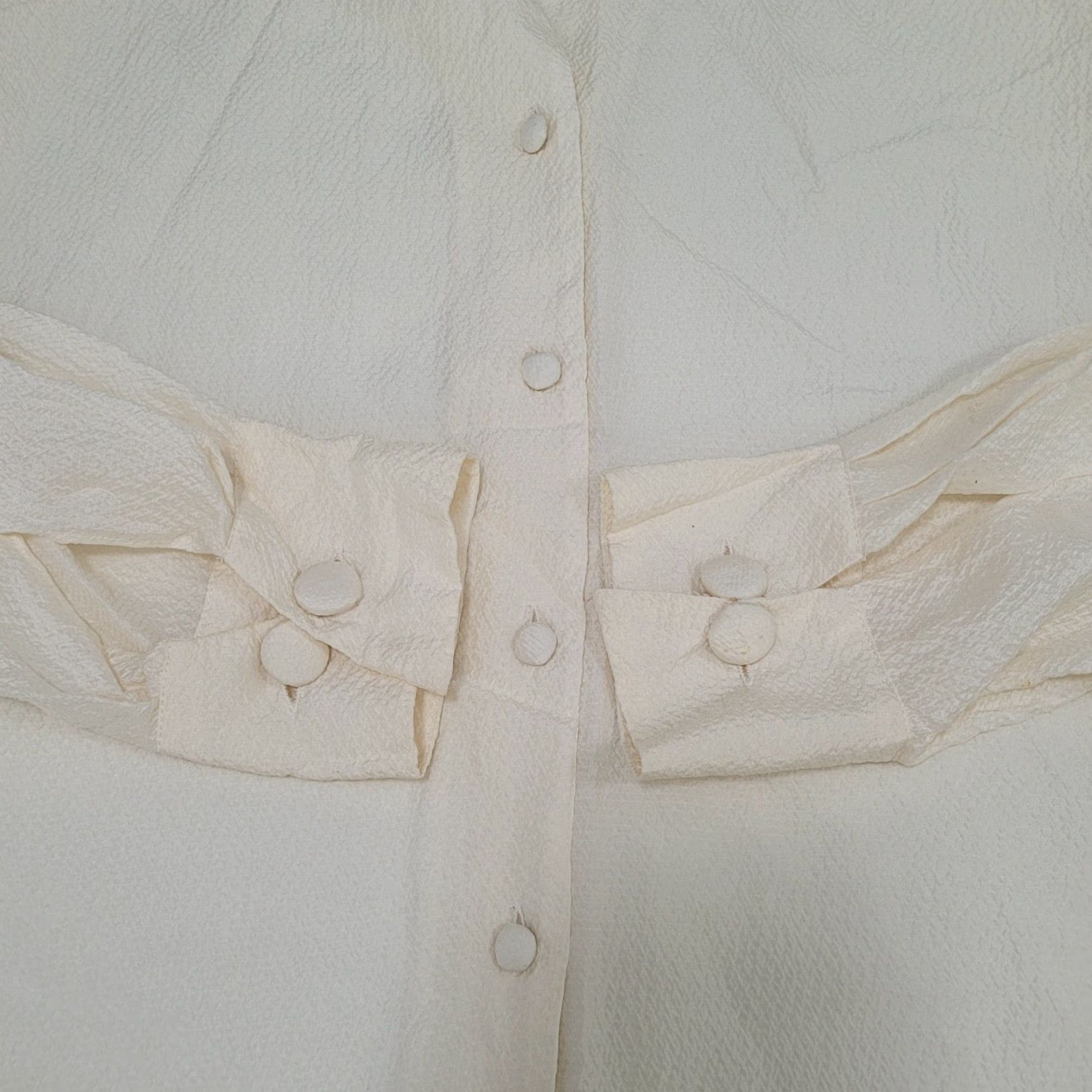 Vintage Nipon Studio Silk Button-Up Tunic Blouse Women 8 Ivory Solid Collared Long Sleeve Size 8 Womens Size M / US 6-8 / IT 42-44 - 7 Thumbnail