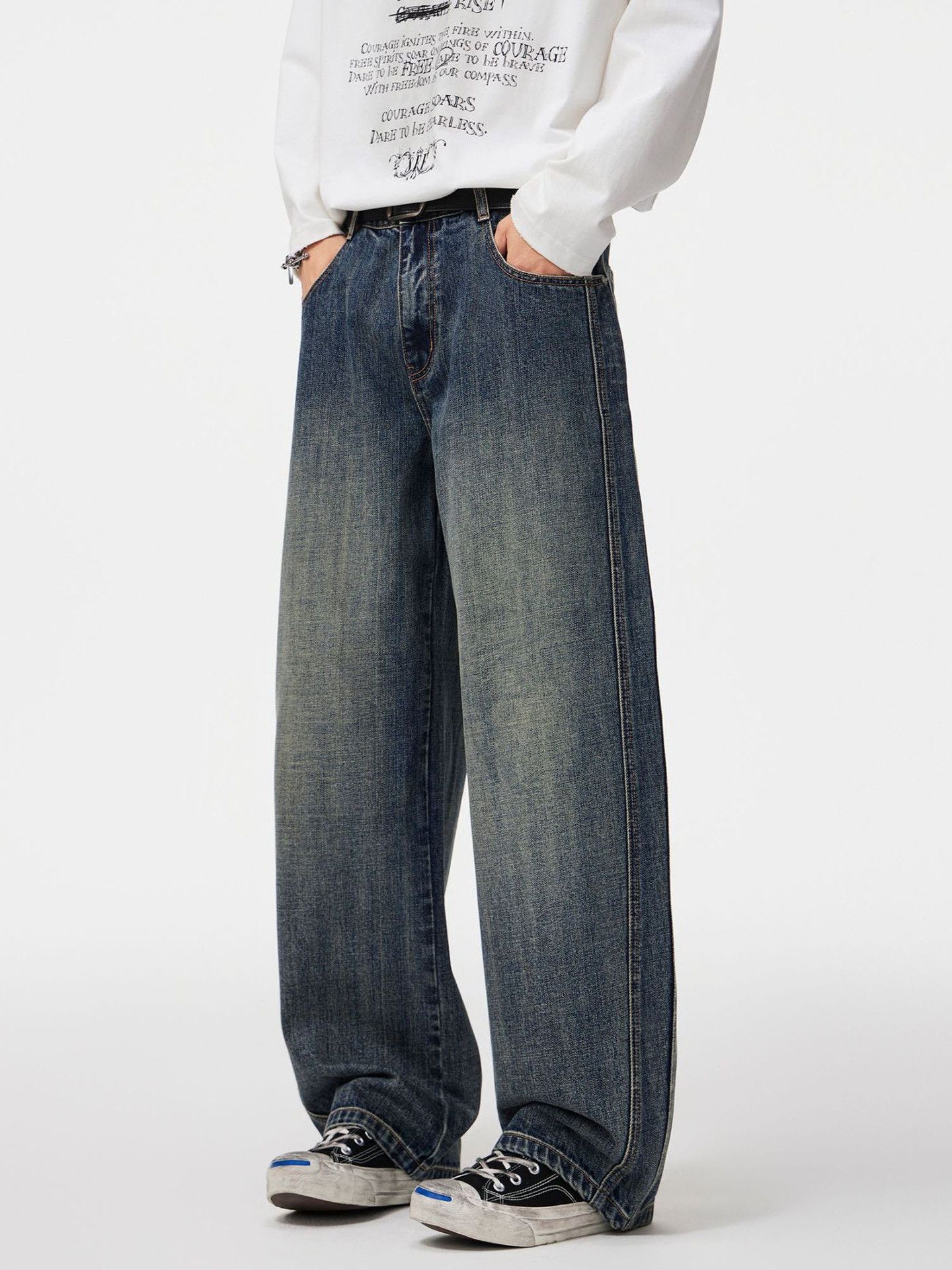 Japanese Brand American retro men's casual straight wide-leg loose jeans Size US 32 / EU 48 - 1 Thumbnail
