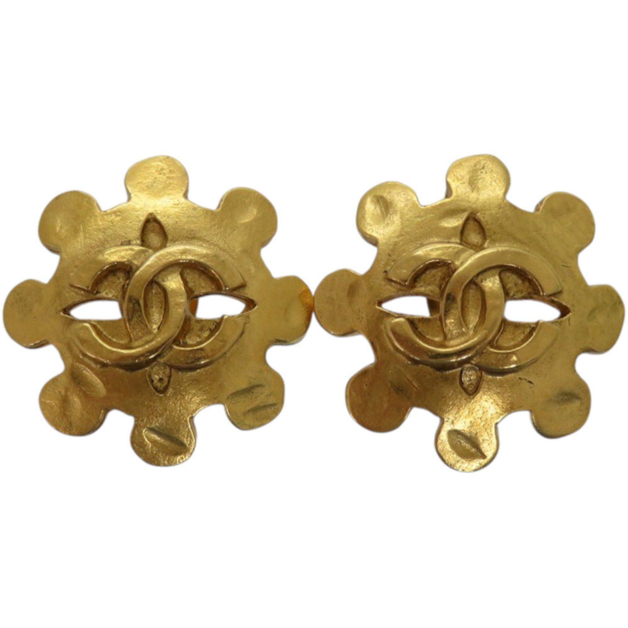 Chanel CHANEL Vintage Coco Mark Flower Metal Gold Earrings 0147 Size ONE SIZE - 1 Thumbnail