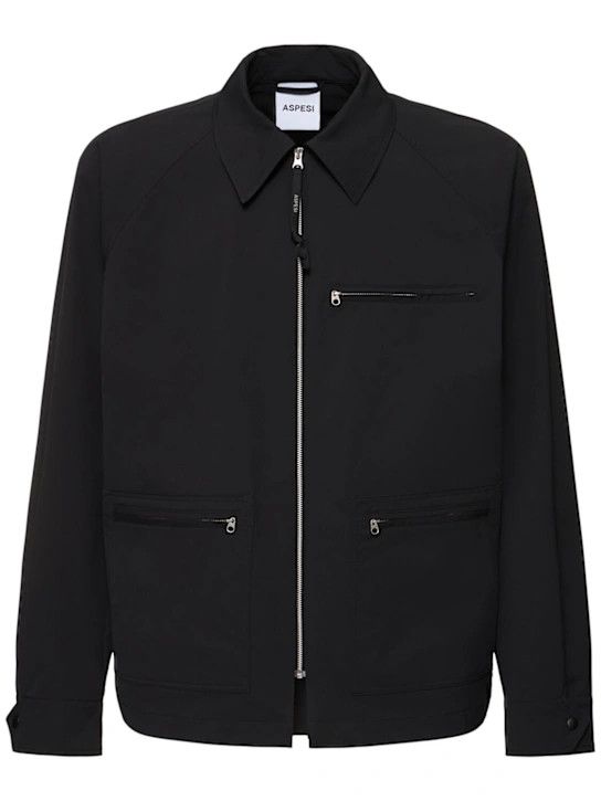 o1lsvrm0425 Water-Repellent Poly Twill Jacket in Black