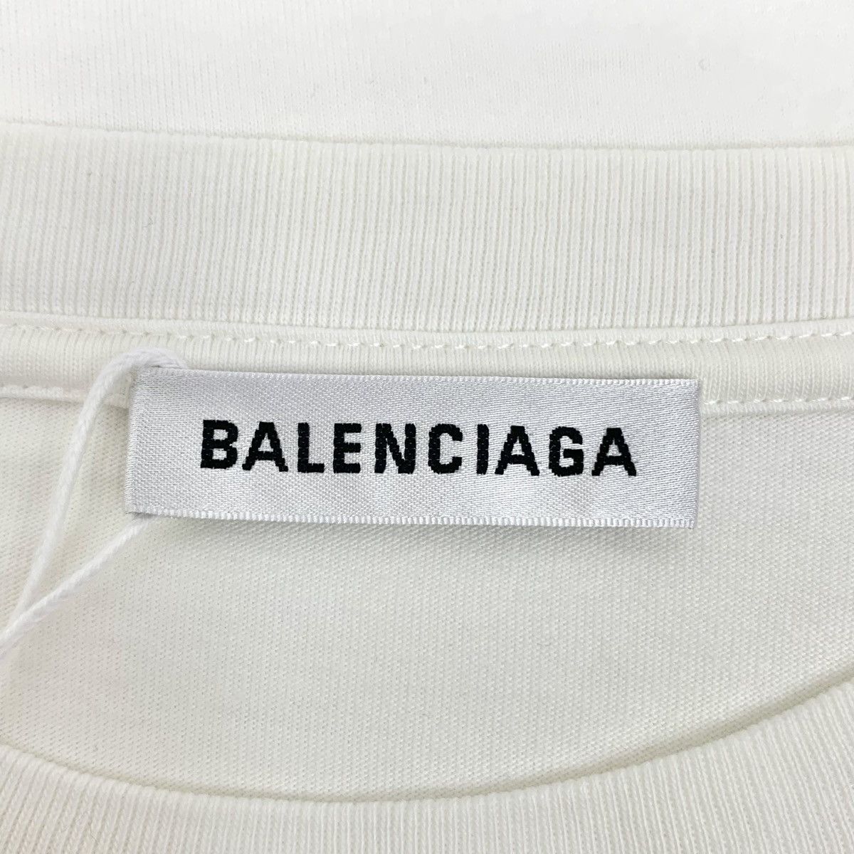Balenciaga Balenciaga White Logo Print Irregular Cotton T-shirt K26WX Size M / US 6-8 / IT 42-44 - 5 Thumbnail
